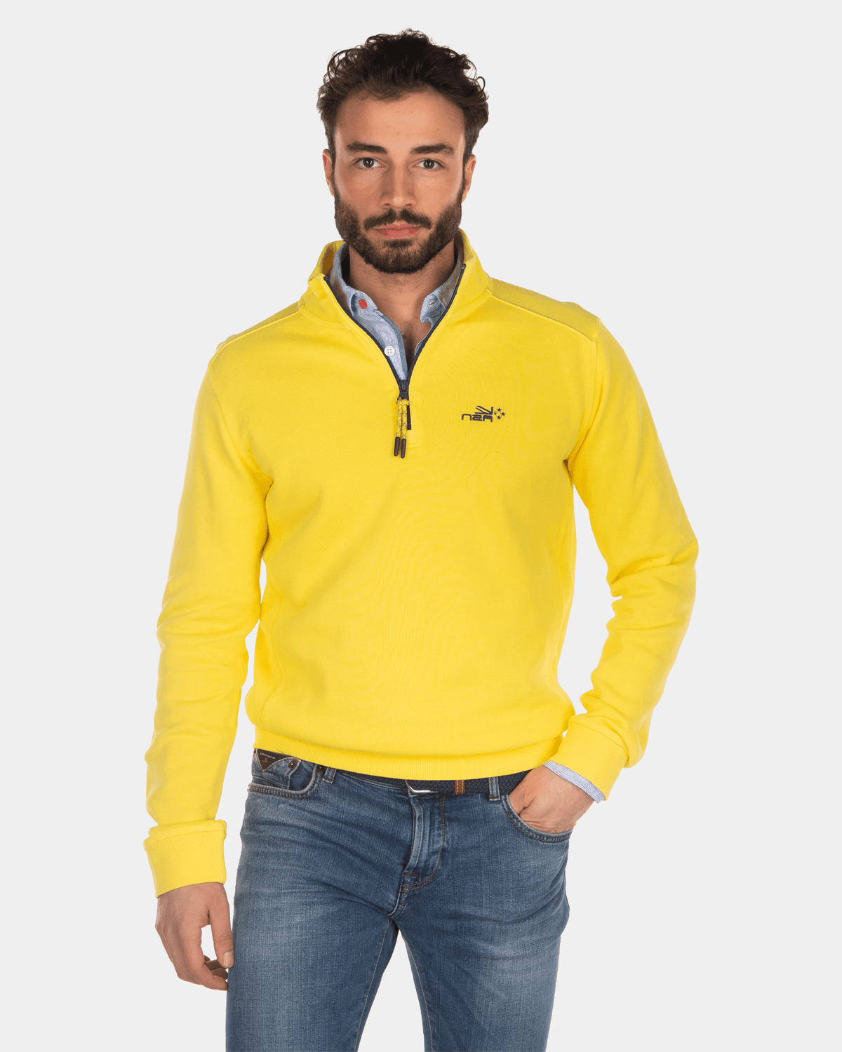 Cotton half zip sweater - Country Yellow