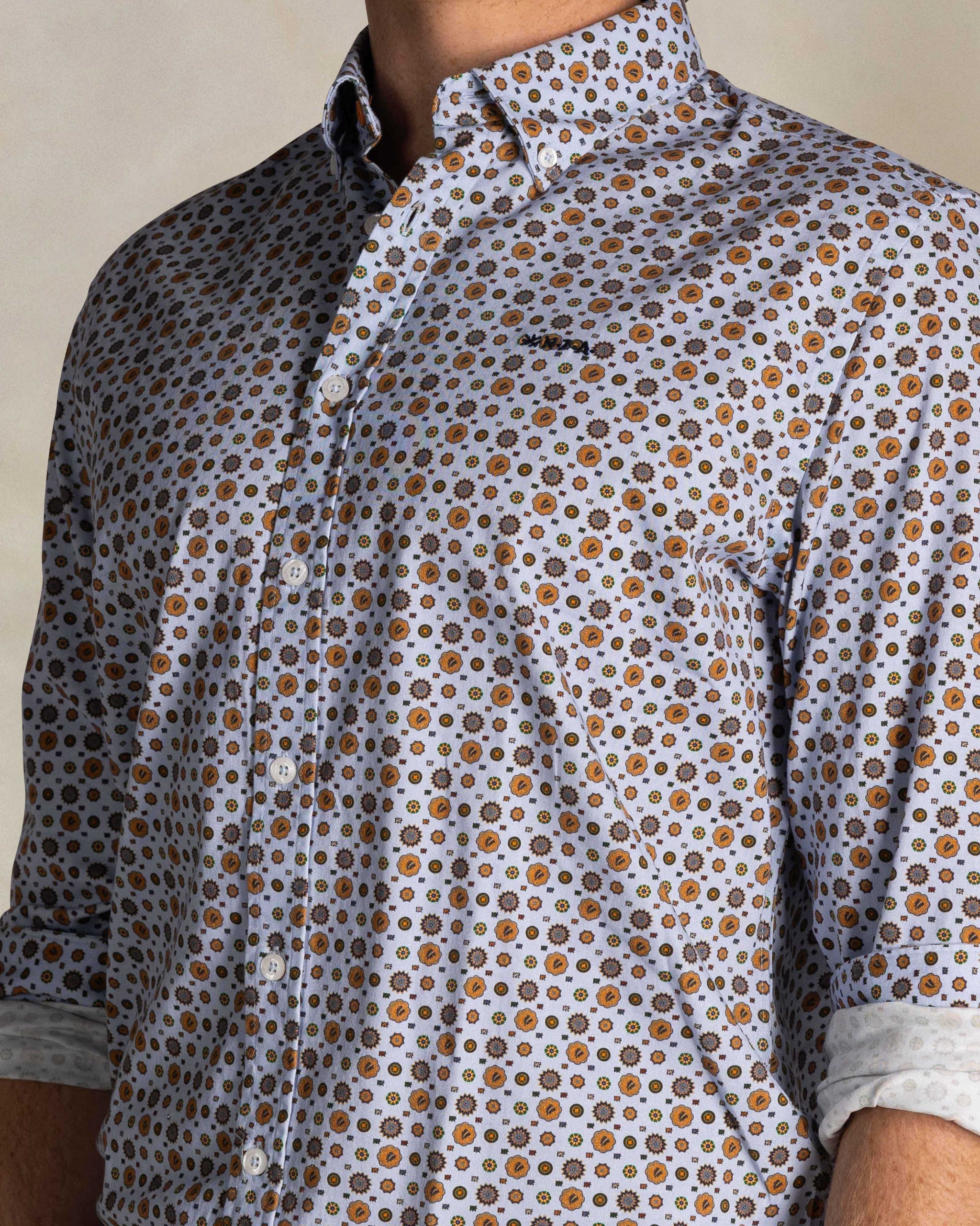 Blaues Baumwollhemd mit Print Blaues Baumwollhemd mit Print