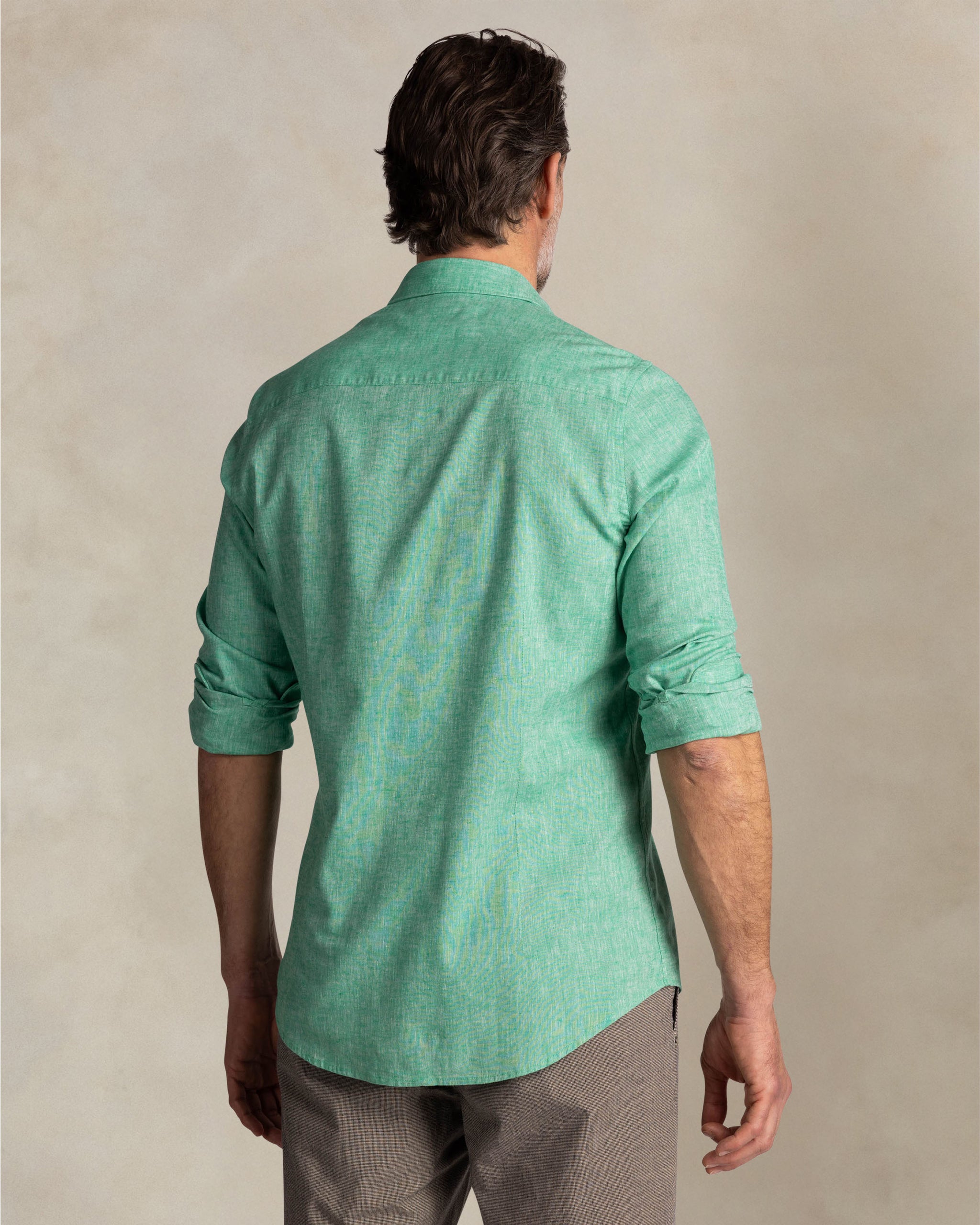Green cotton-linen long-sleeve shirt Green cotton-linen long-sleeve shirt