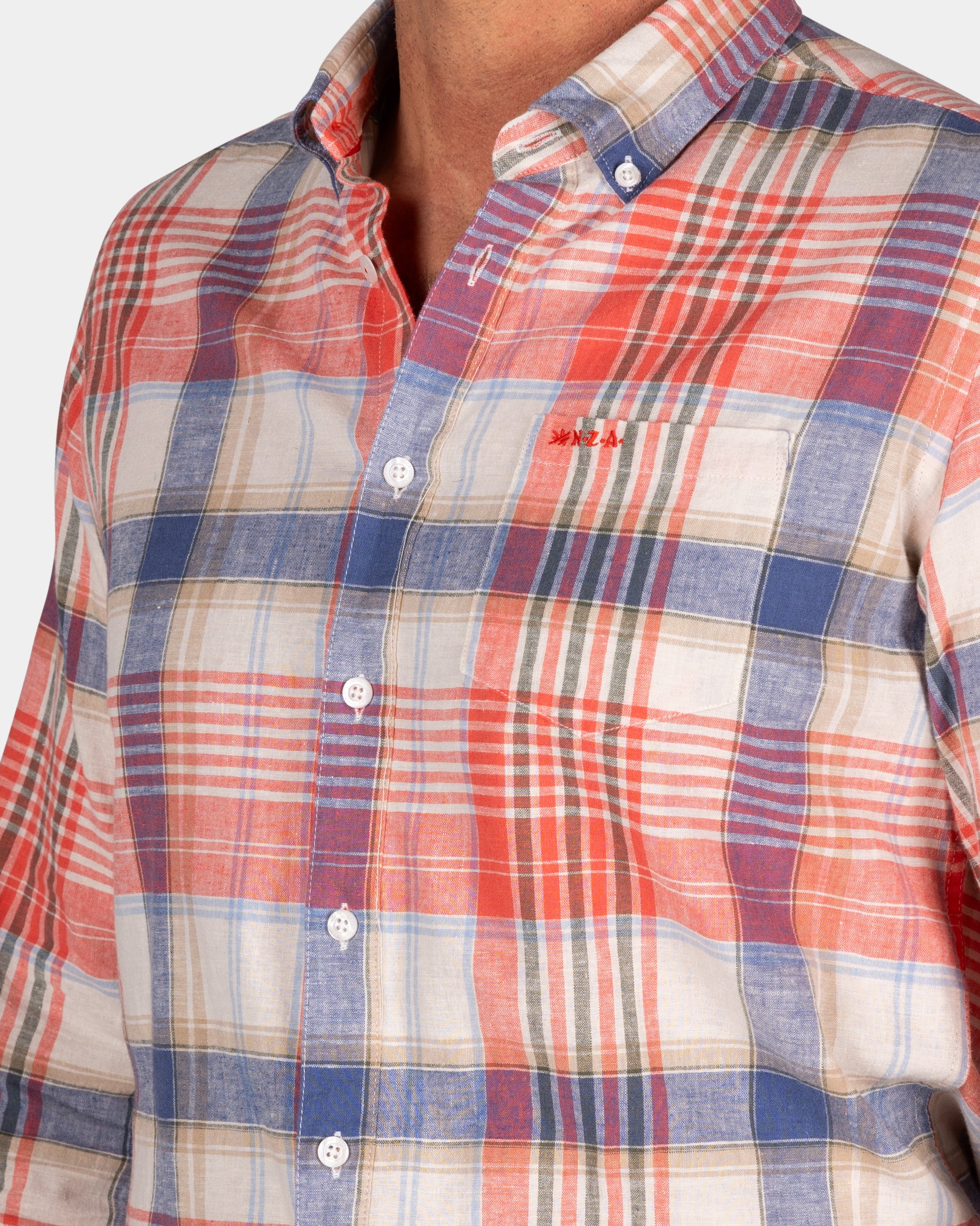 Orange and blue checked shirt Orange and blue checked shirt