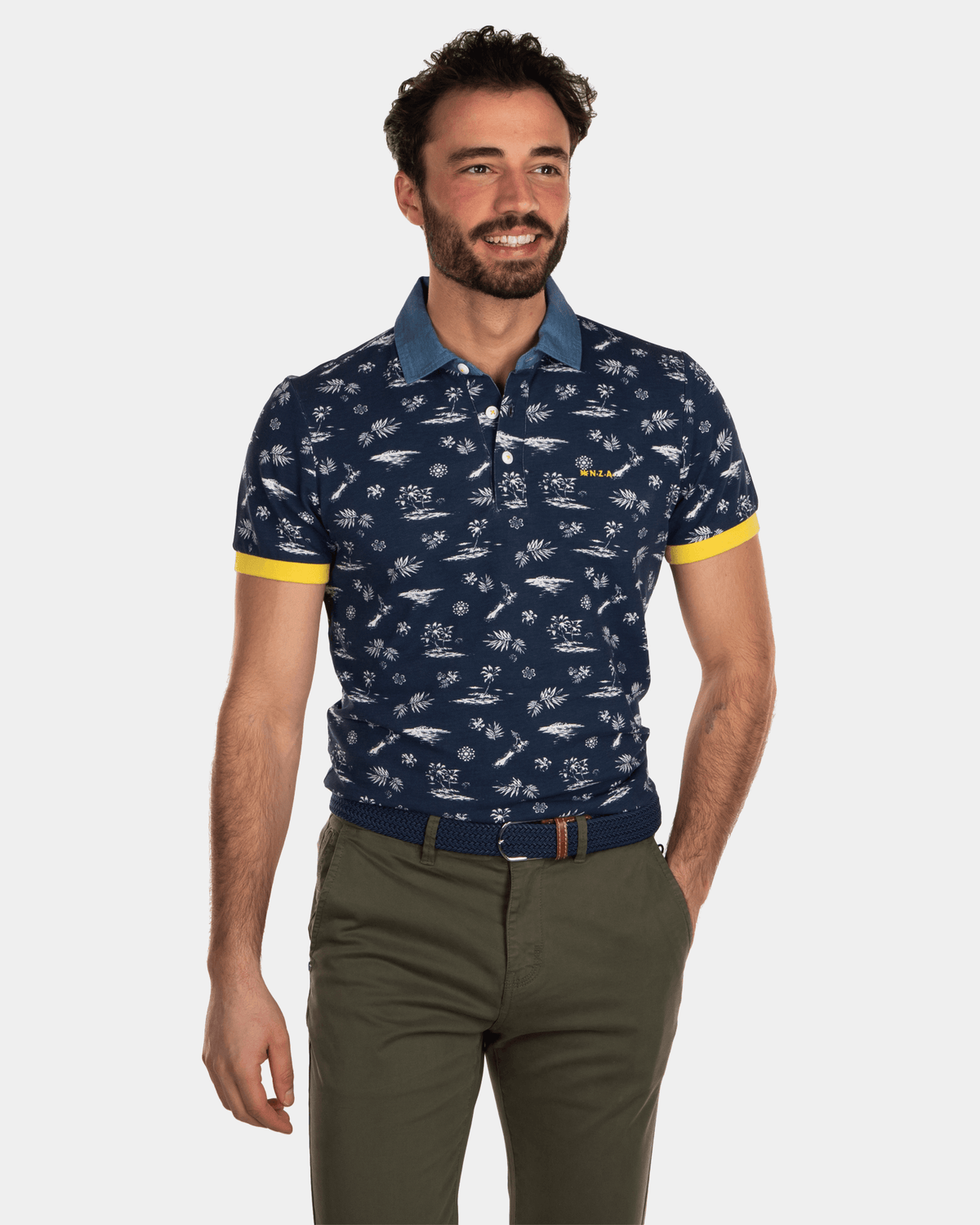 Cotton Printed Polo shirt - Key Navy