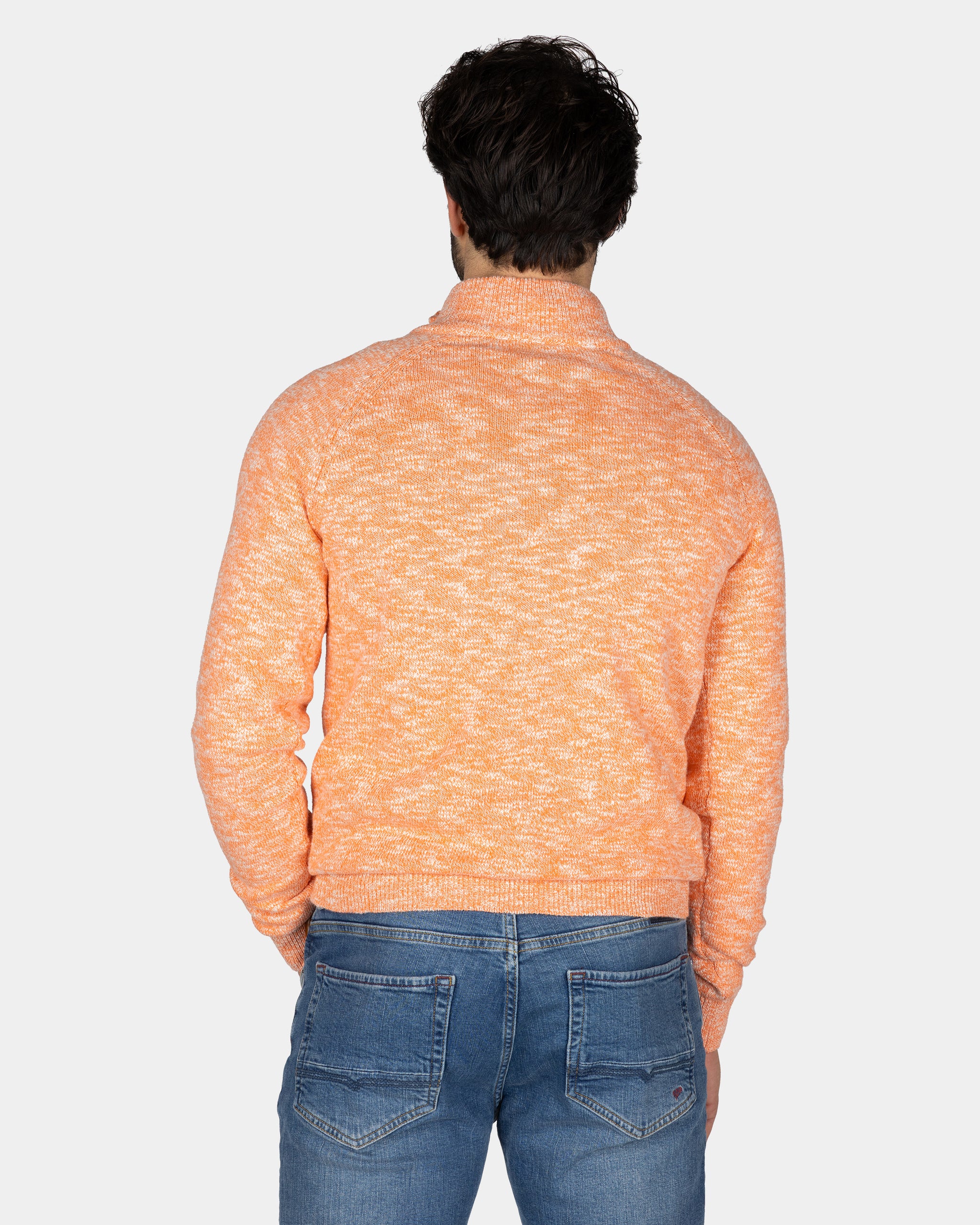 Orange cotton sweater with half zipper Orange cotton sweater with half zipper