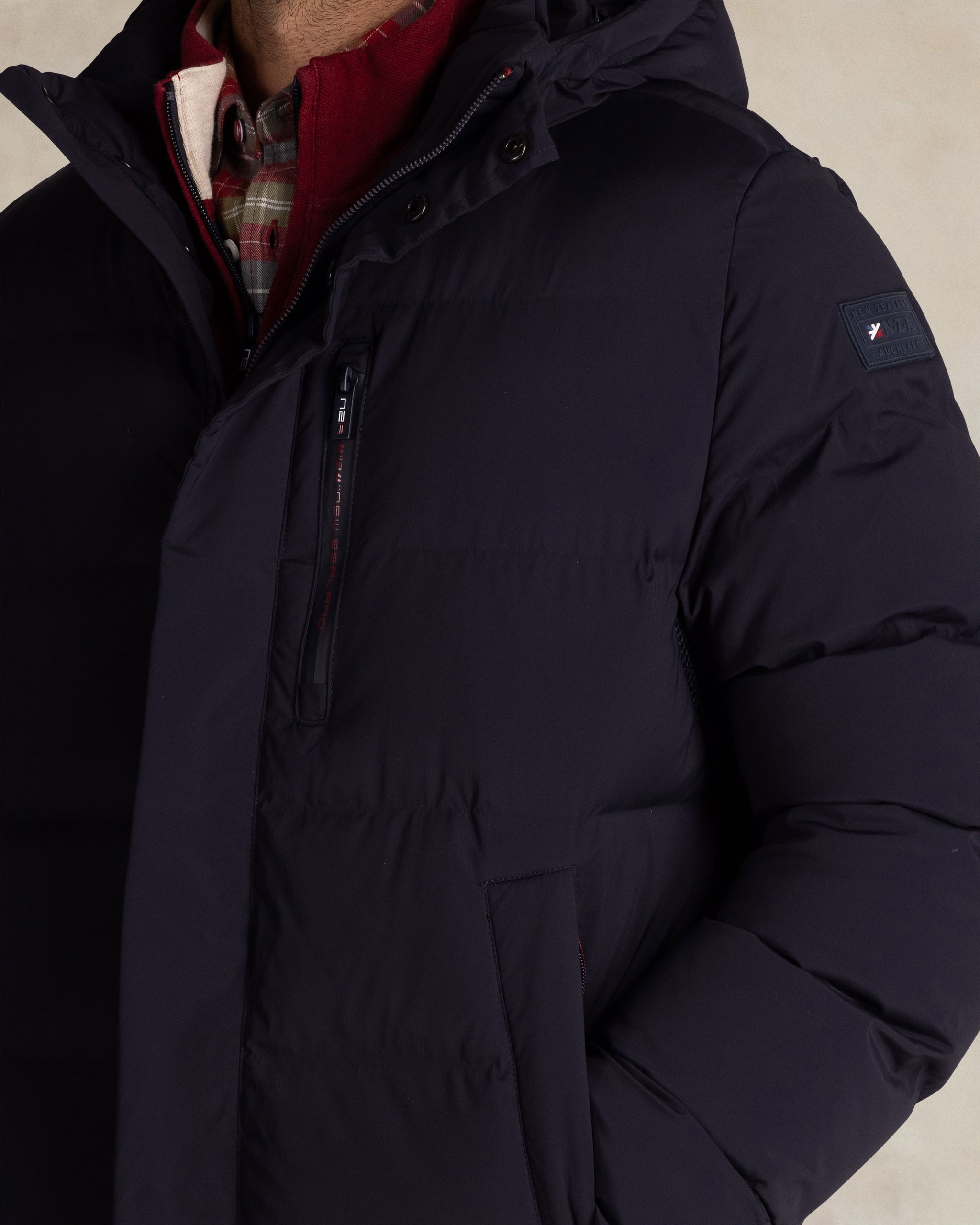 Blauwe gewatteerde jas Blauwe gewatteerde jas