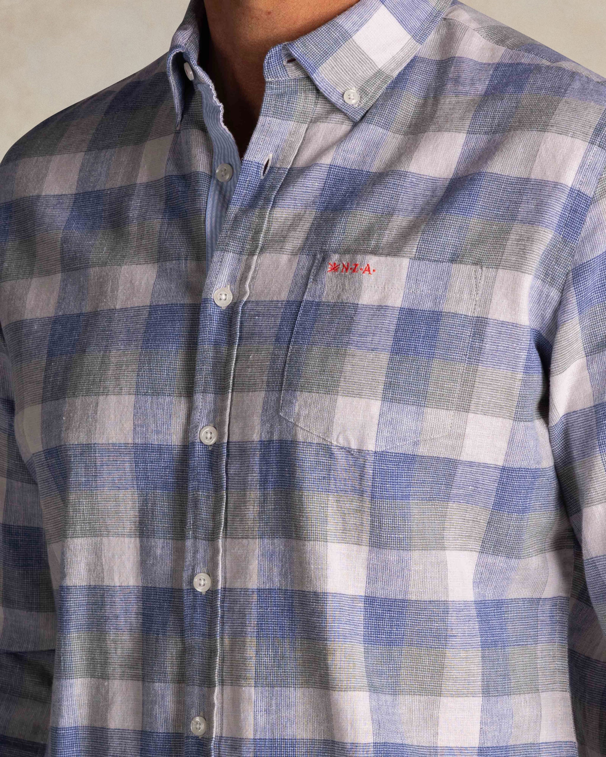 Groene linnen mix overhemd Groene linnen mix overhemd