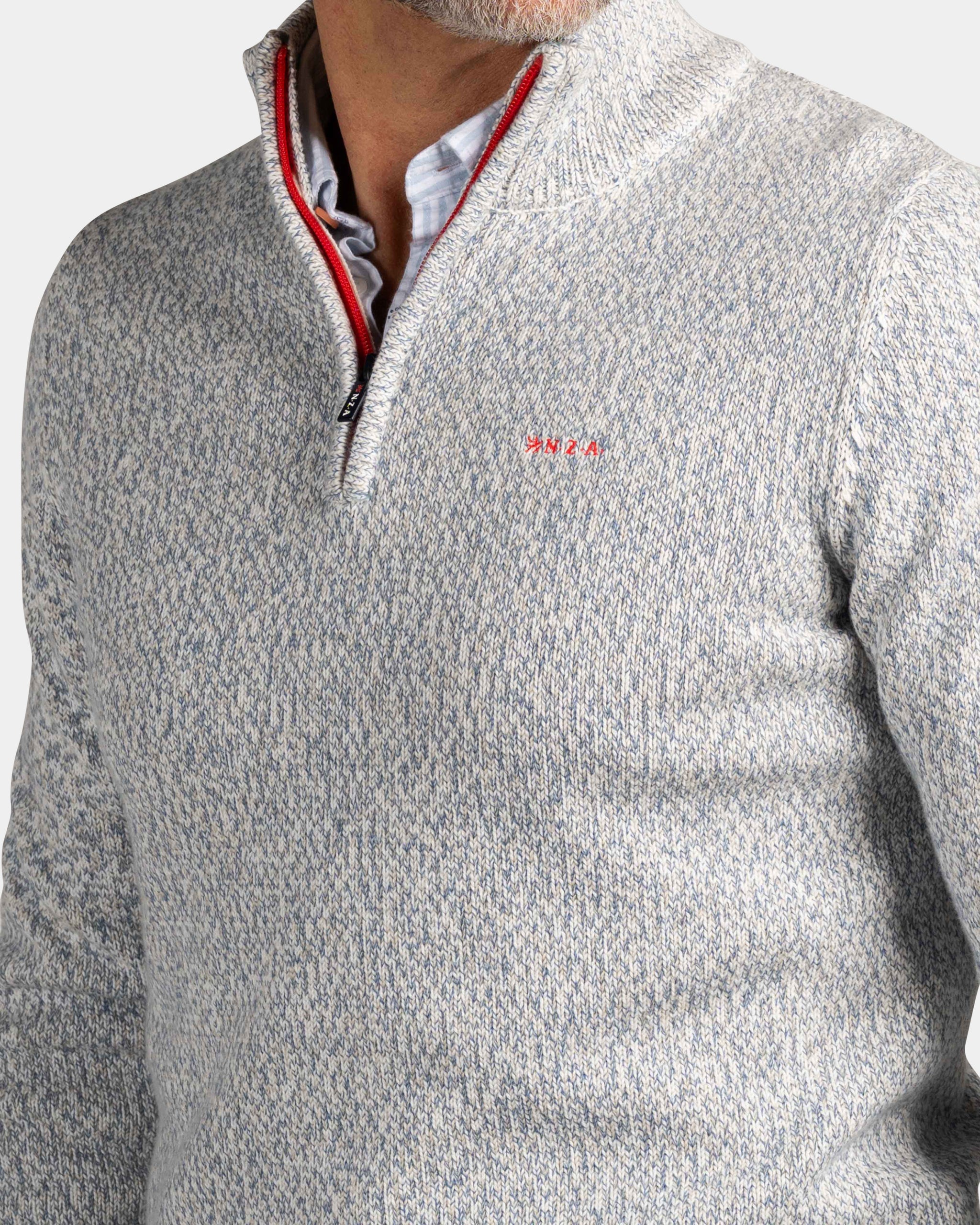 Licht Blauwe katoenen quarter zip trui Licht Blauwe katoenen quarter zip trui