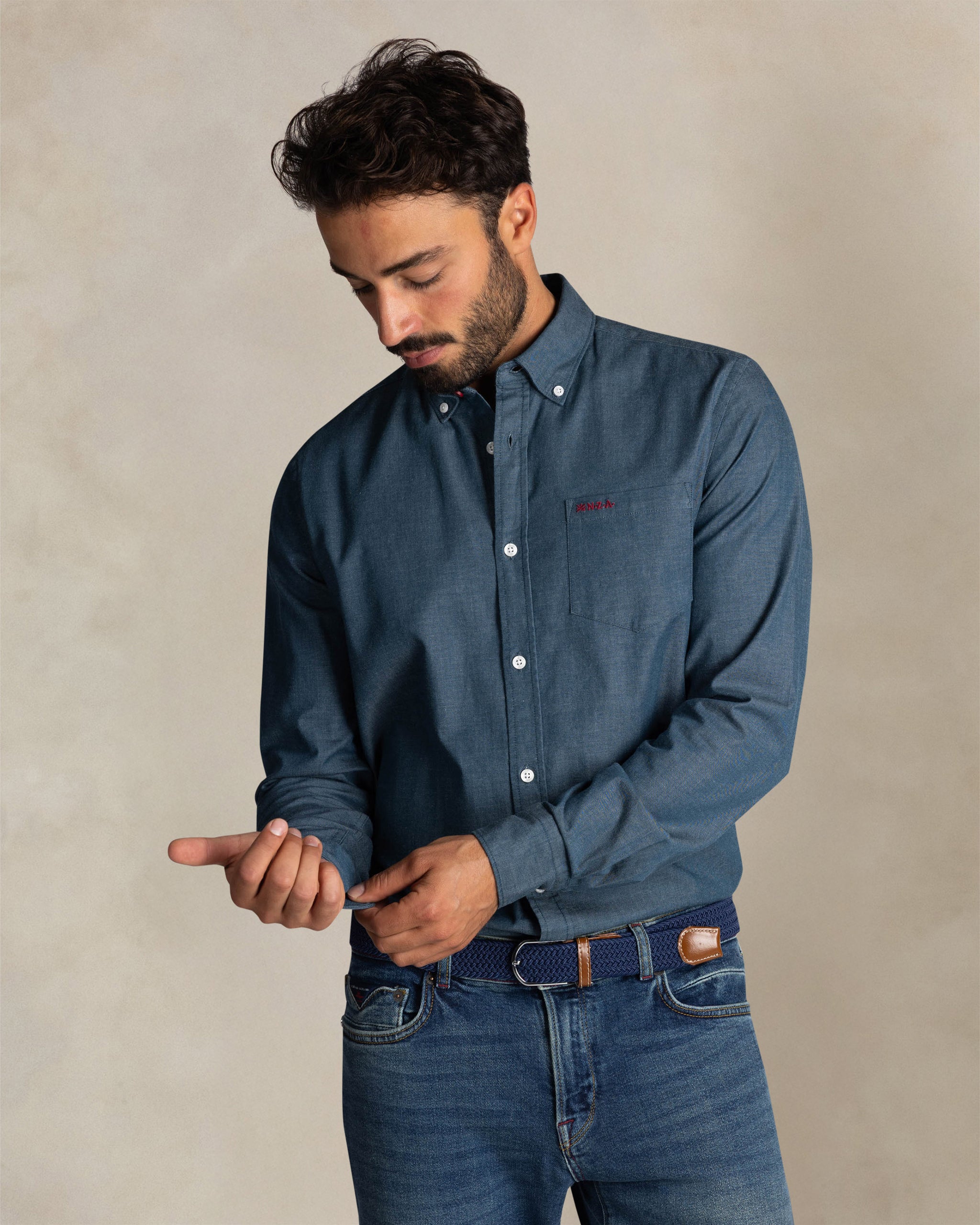 Chemise bleu en coton stretch Chemise bleu en coton stretch