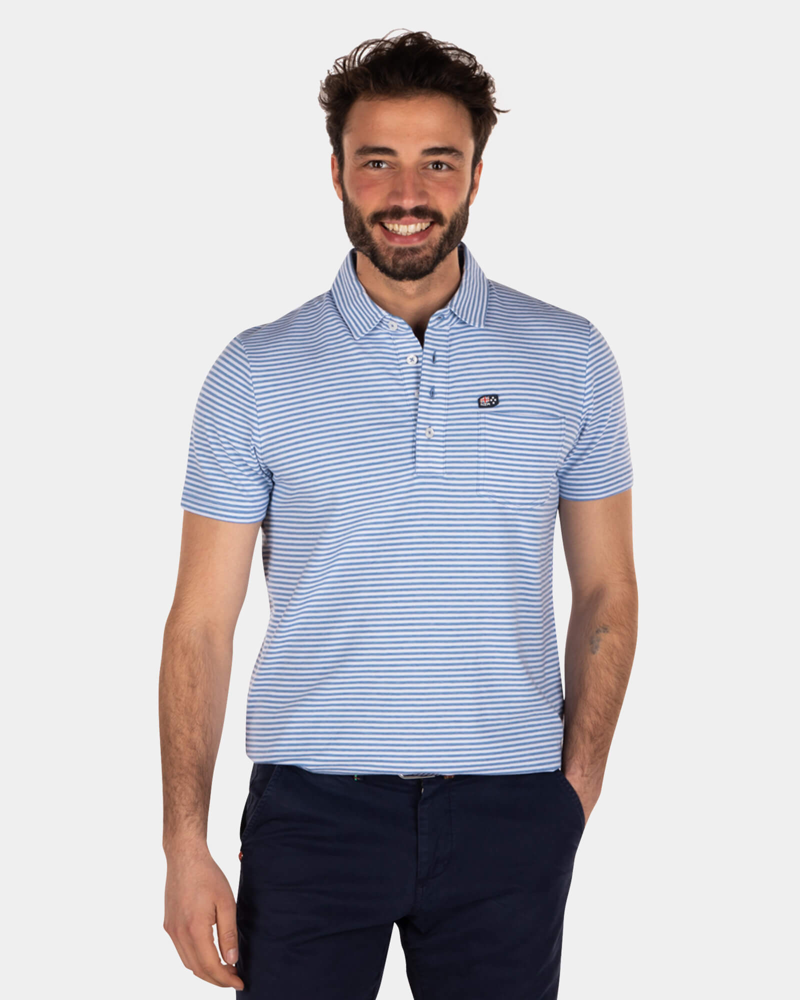 Cotton stretch striped polo shirt Cotton stretch striped polo shirt