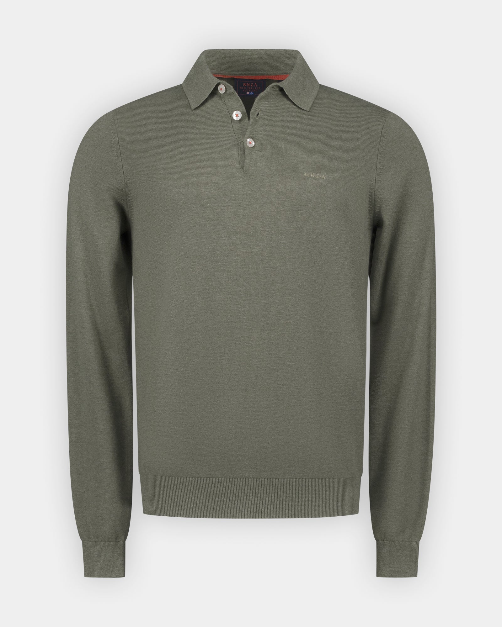 Groene katoenen polo shirt met lange mouwen Groene katoenen polo shirt met lange mouwen