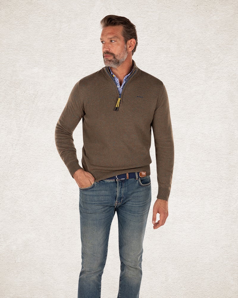 Half zip pullover with wool - Army Ground