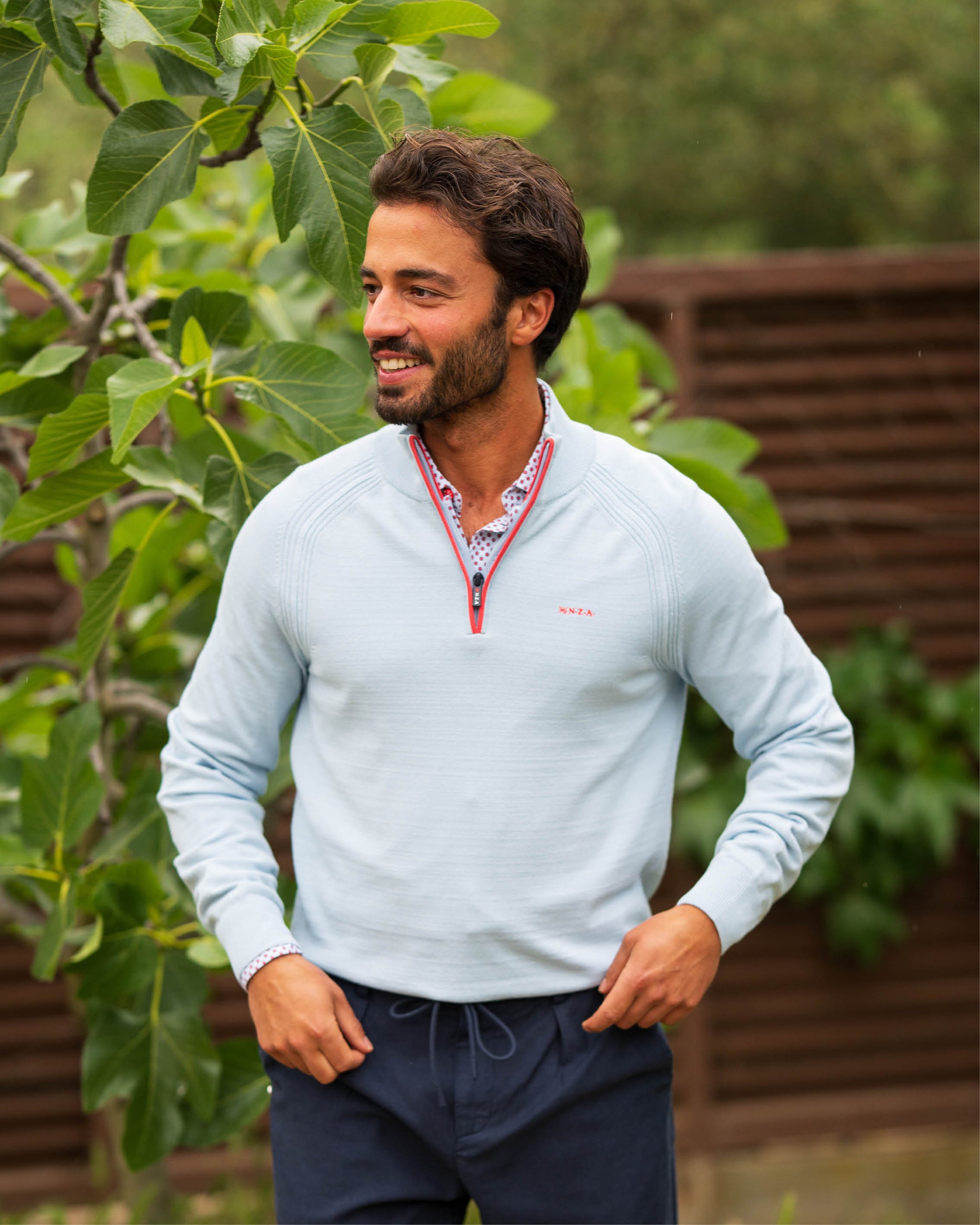 Blue cotton quarter zip pullover Blue cotton quarter zip pullover