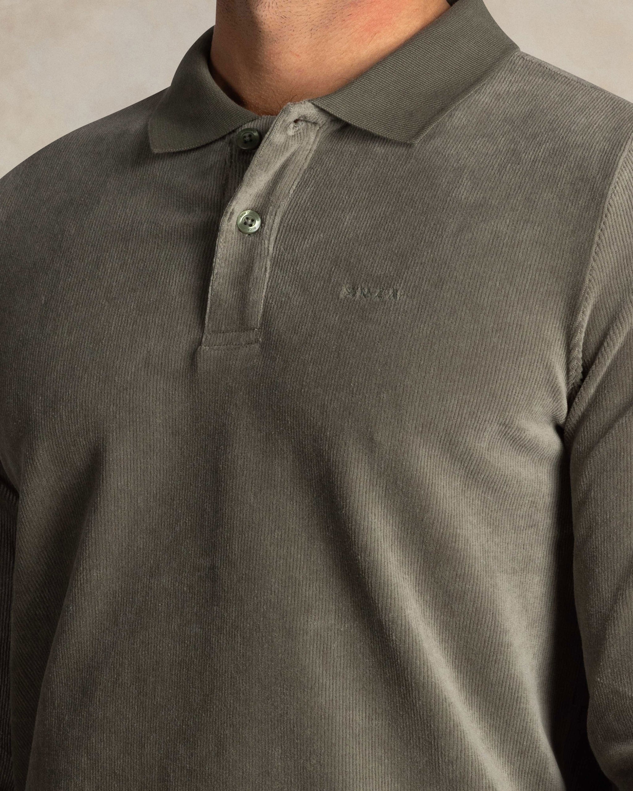 Green cotton long-sleeve polo Green cotton long-sleeve polo