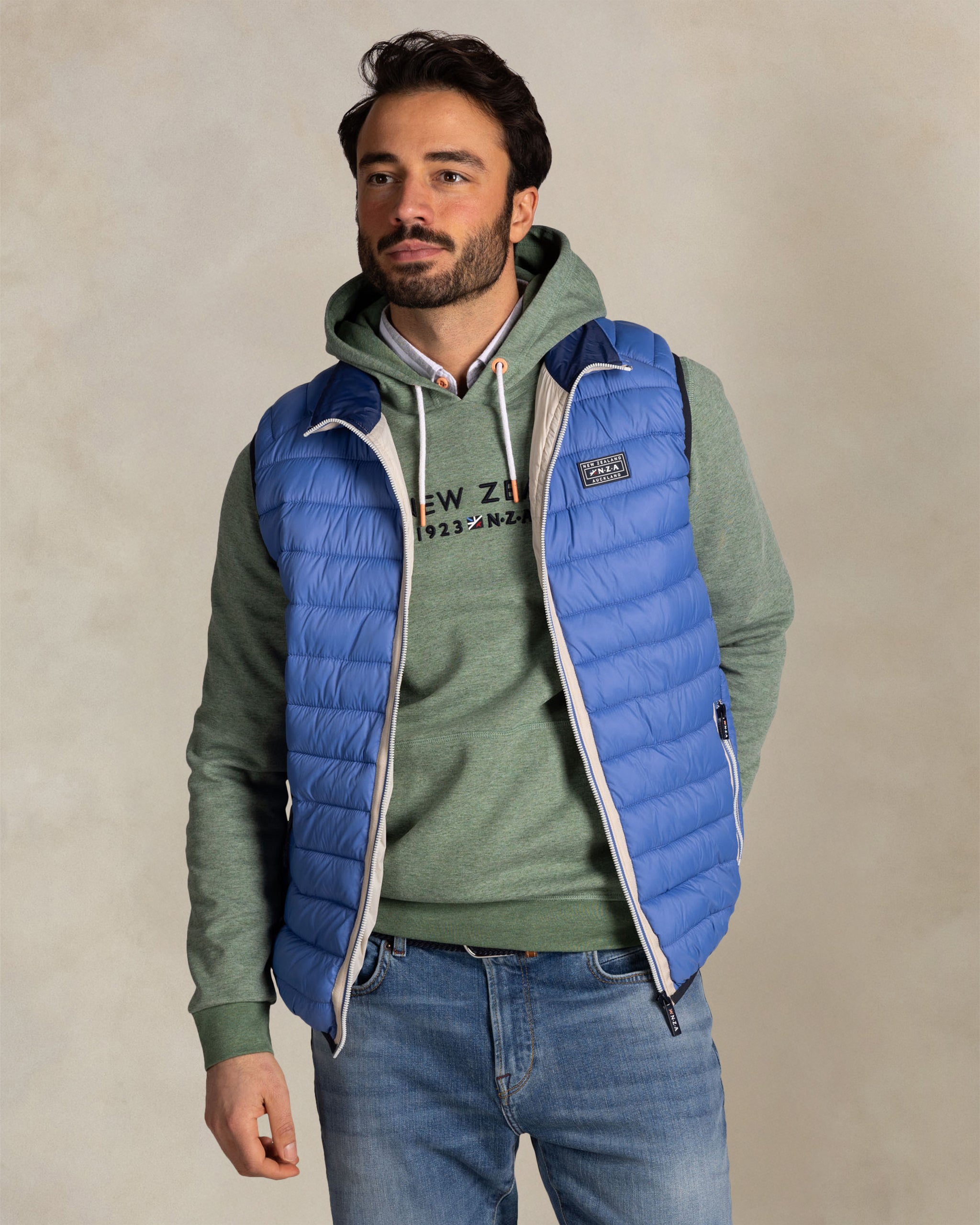 Blauwe gewatteerde bodywarmer Blauwe gewatteerde bodywarmer