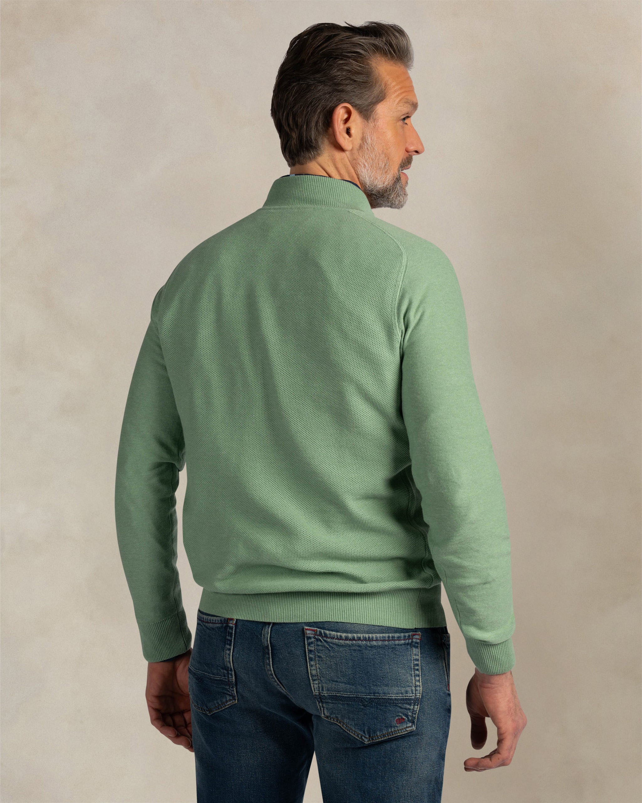 Green 100% cotton quarter zip pullover Green 100% cotton quarter zip pullover