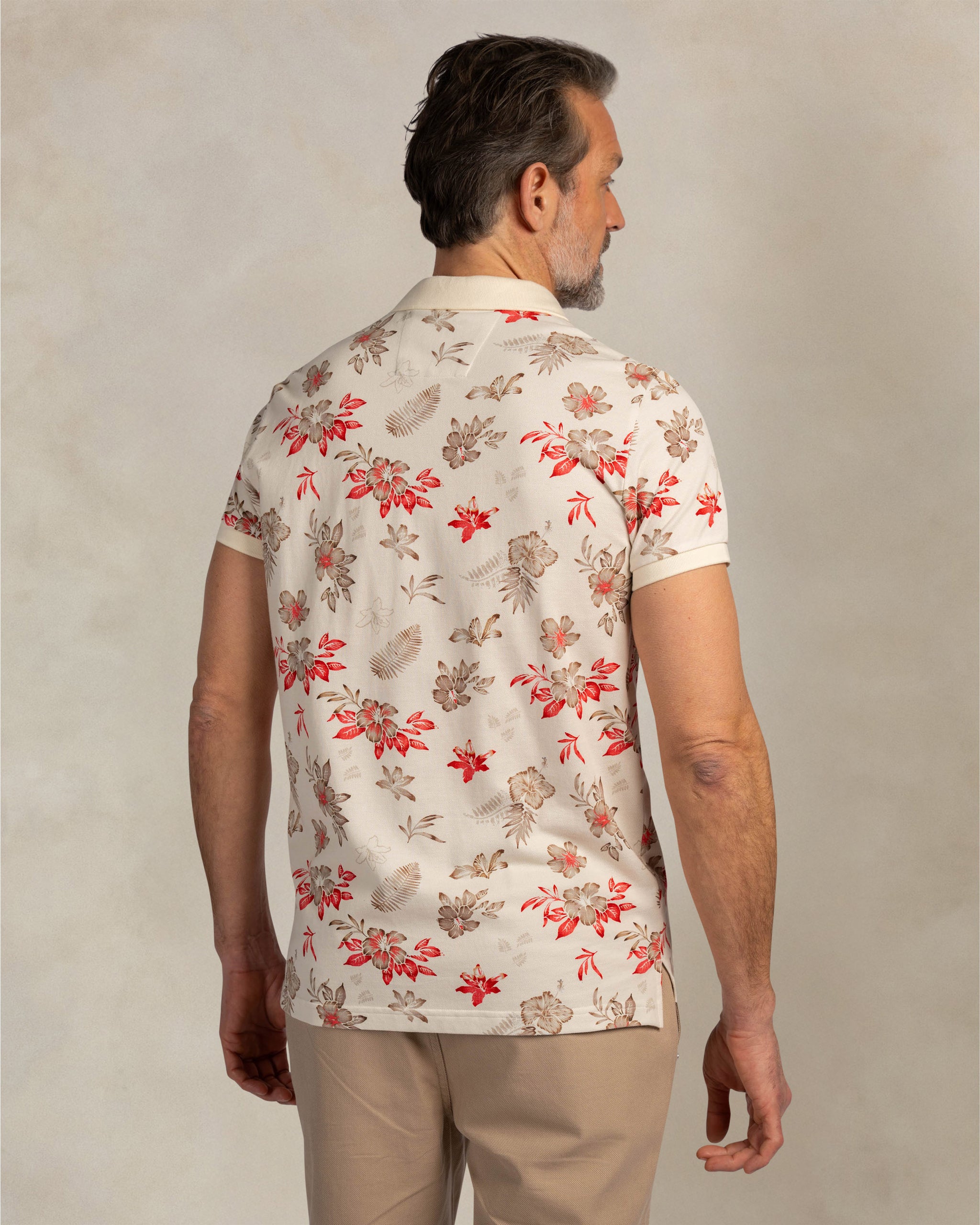 Ecru 100% Baumwoll-Poloshirt mit Print Ecru 100% Baumwoll-Poloshirt mit Print