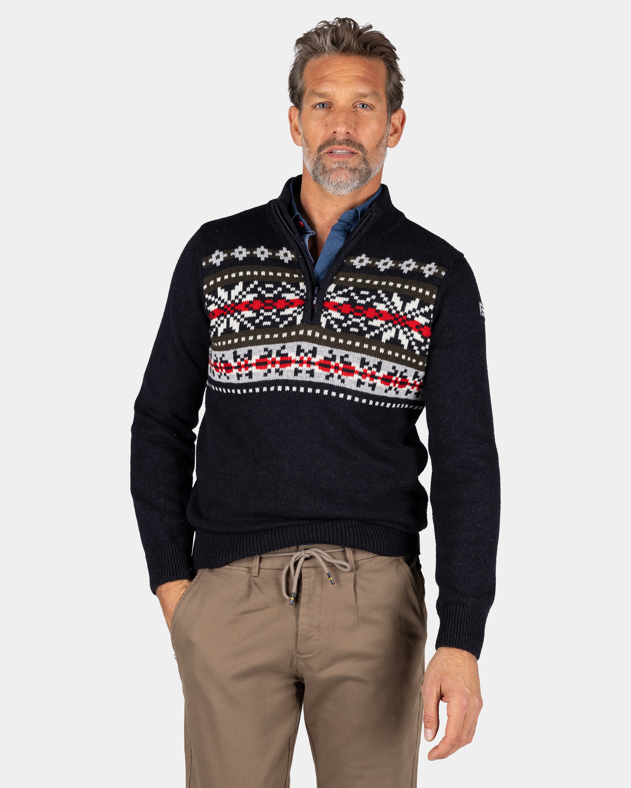 Navy pullover with knitted print - Winter Navy Navy pullover with knitted print - Winter Navy