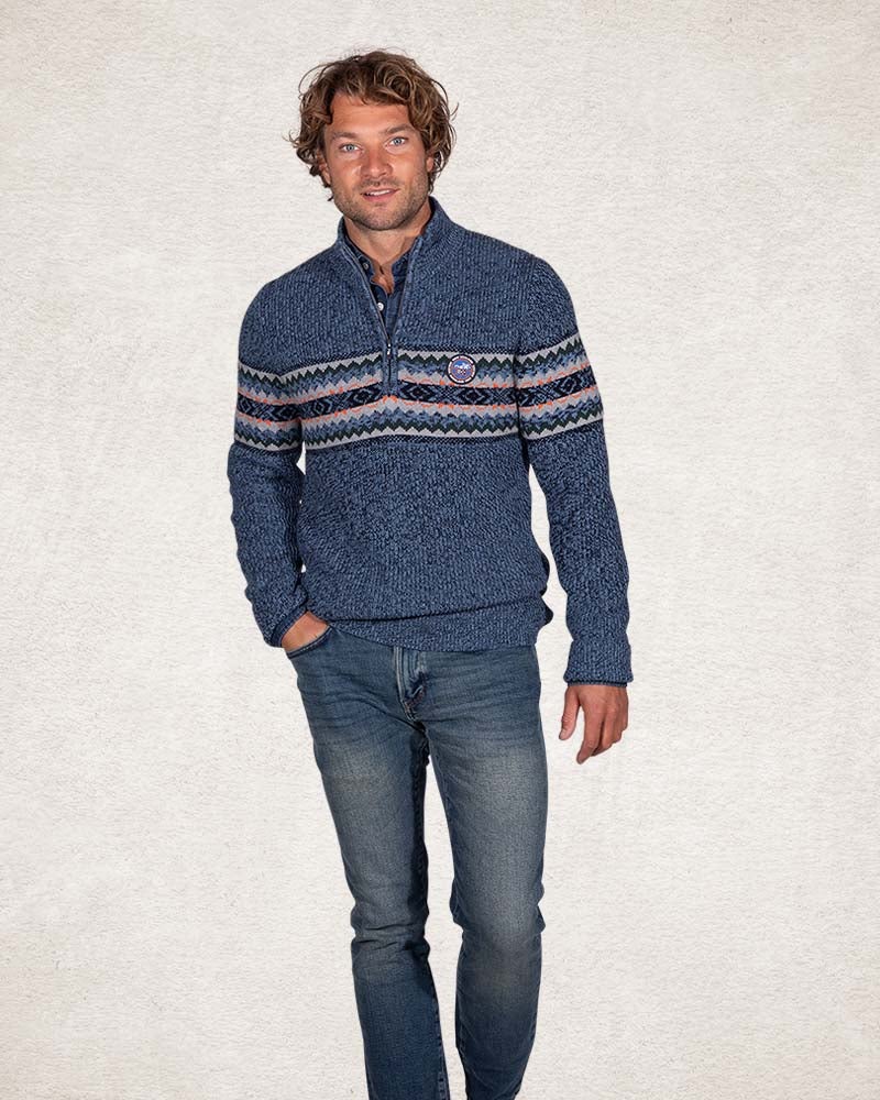 Pull tricoté avec demi-zip - Cloudy Blue