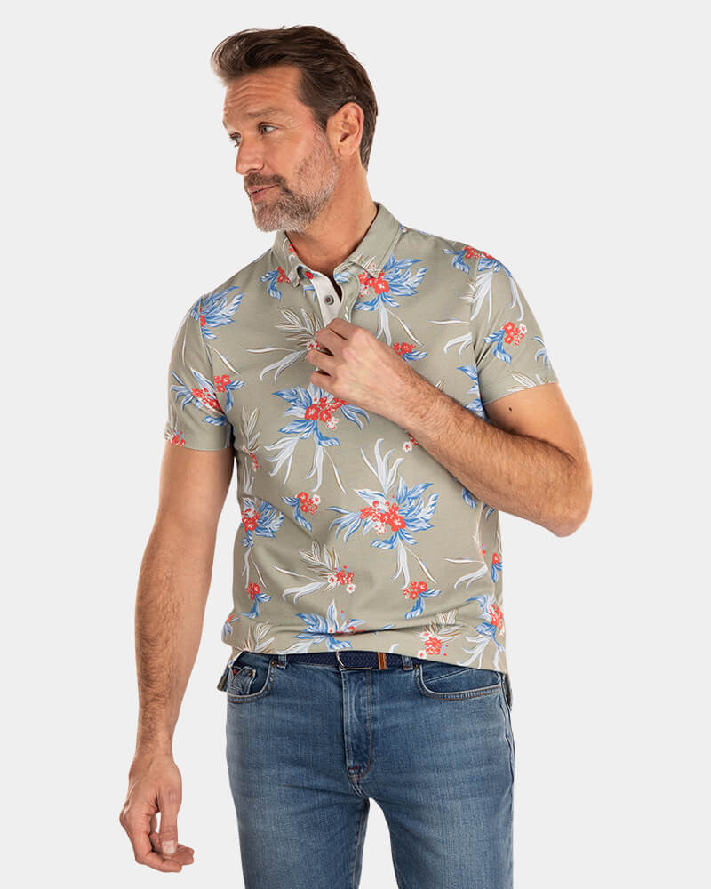 Polo vert à imprimé fleuri - Misty Army Polo vert à imprimé fleuri - Misty Army