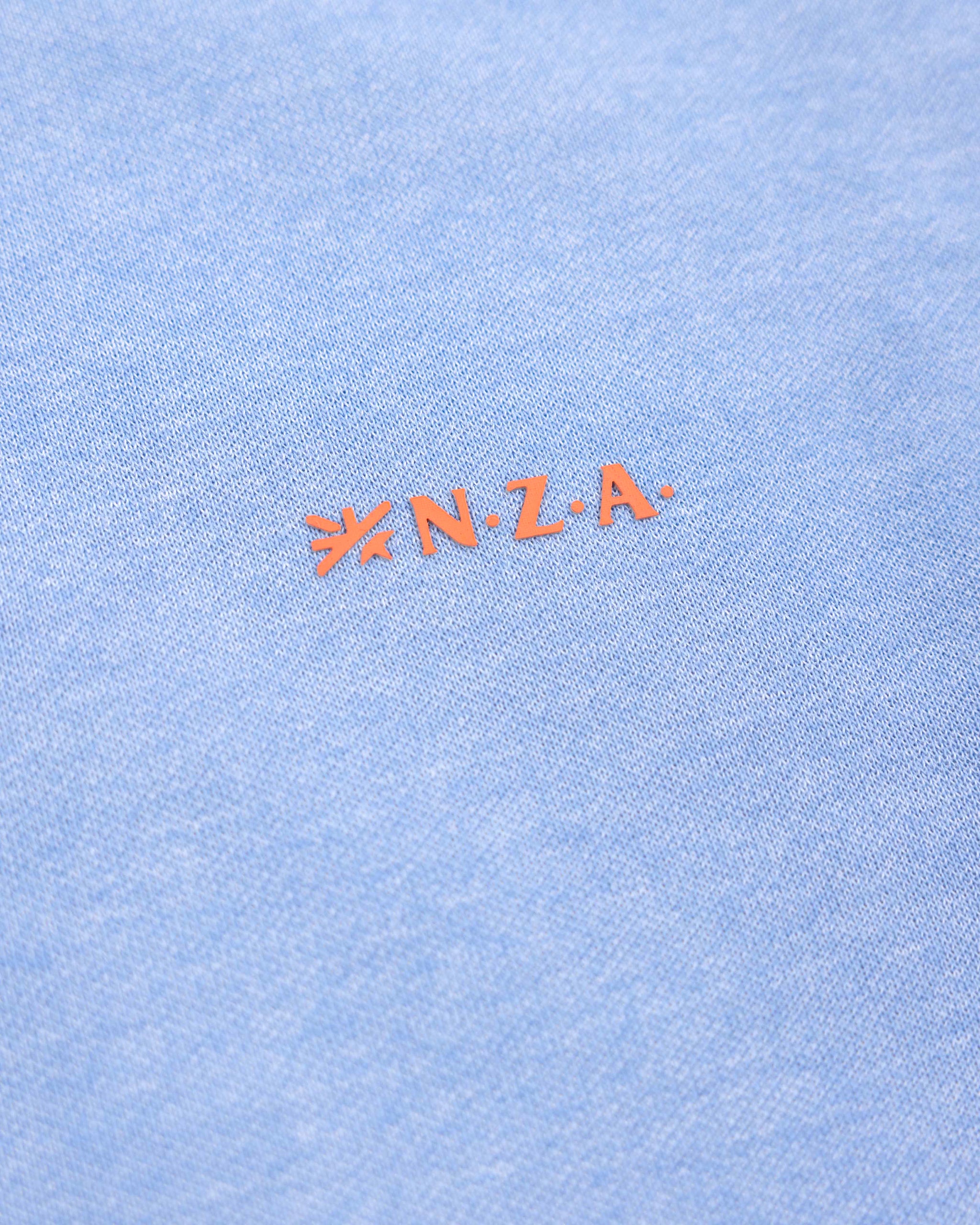 Blauwe trui met halve rits Blauwe trui met halve rits