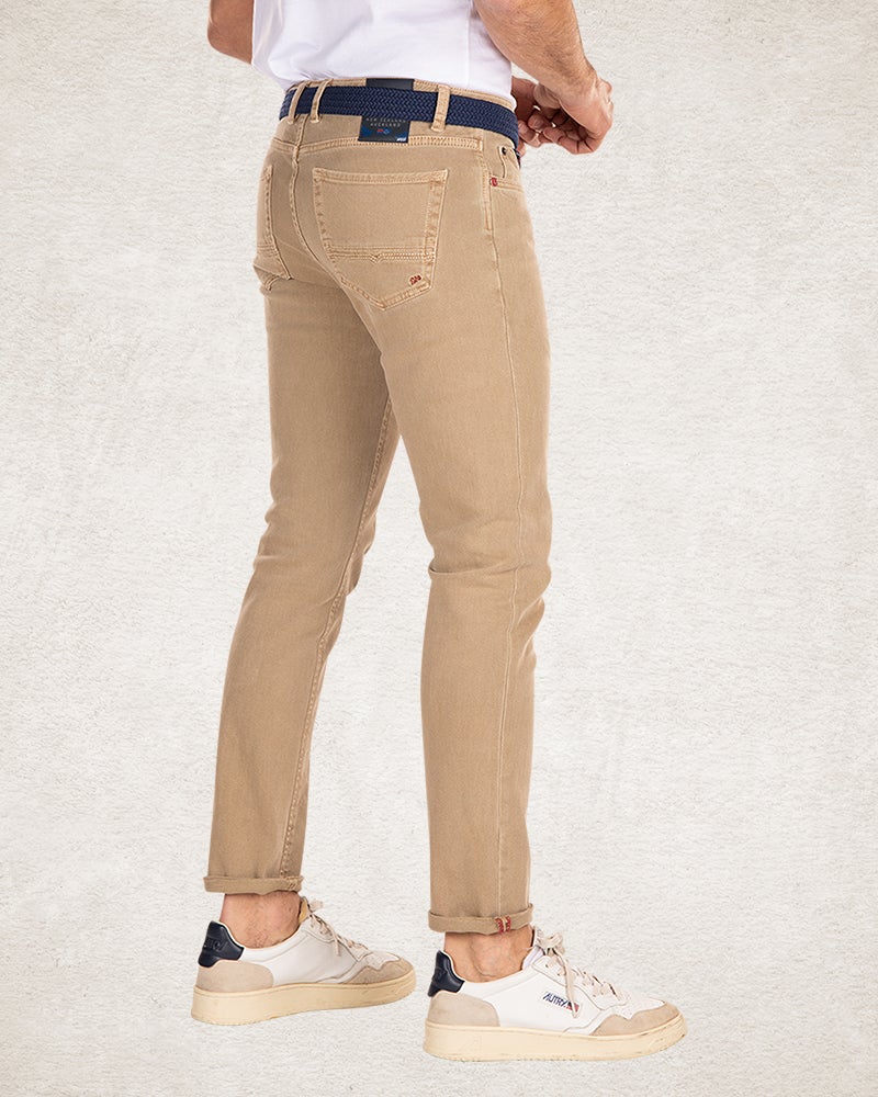 Coloured 5 pocket stretch jeans - Sand Stone