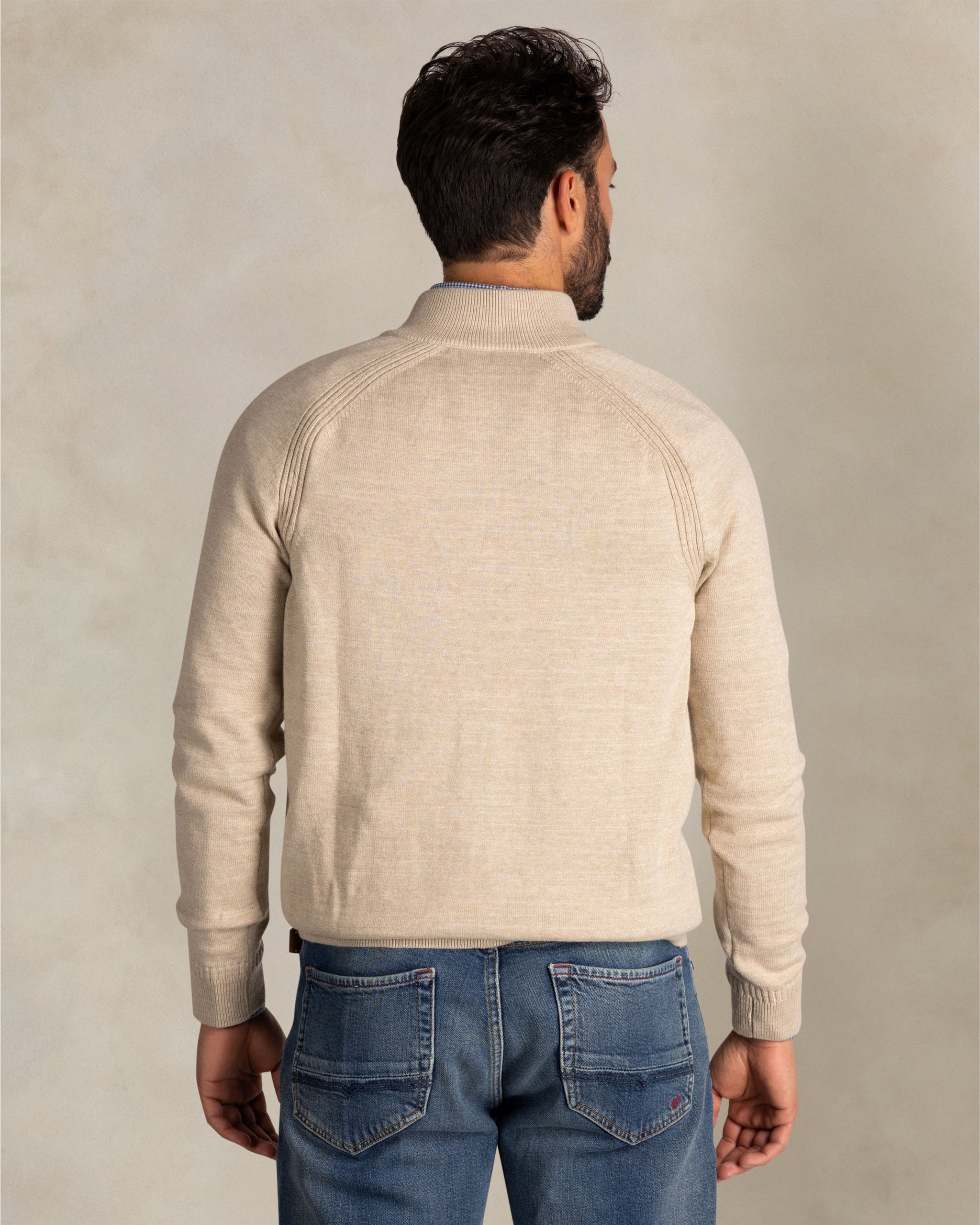 Ecru Baumwoll-Half-Zip-Pullover Ecru Baumwoll-Half-Zip-Pullover