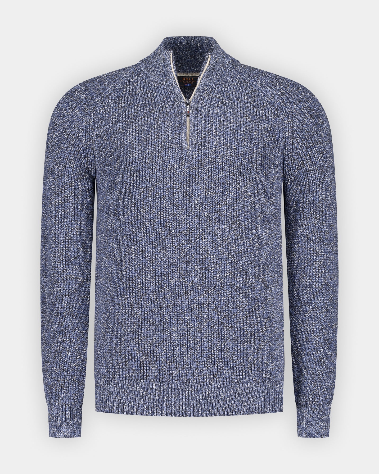 Blauwe katoenen half zip Blauwe katoenen half zip