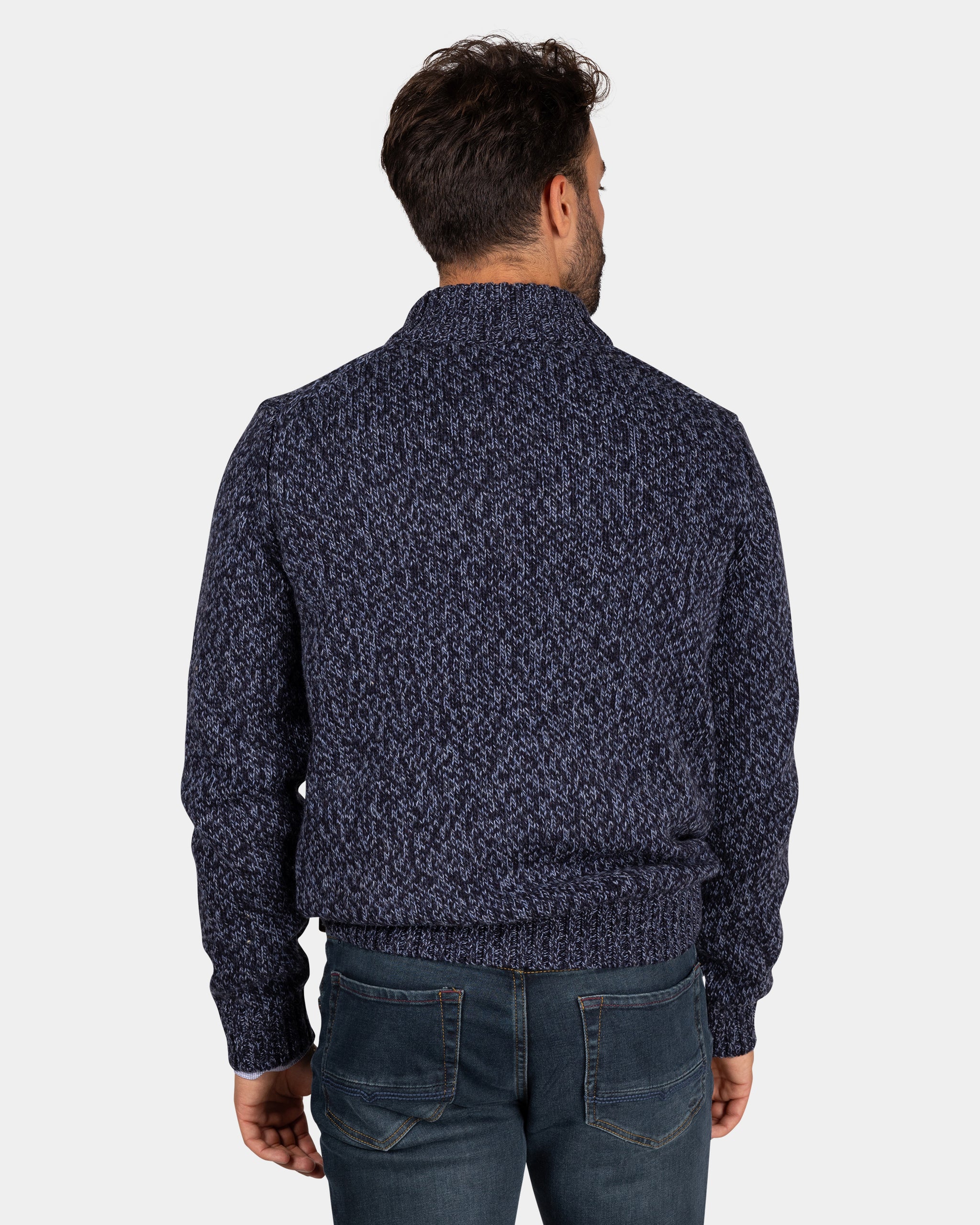 Mottled dark blue wool pullover - Winter Navy Mottled dark blue wool pullover - Winter Navy