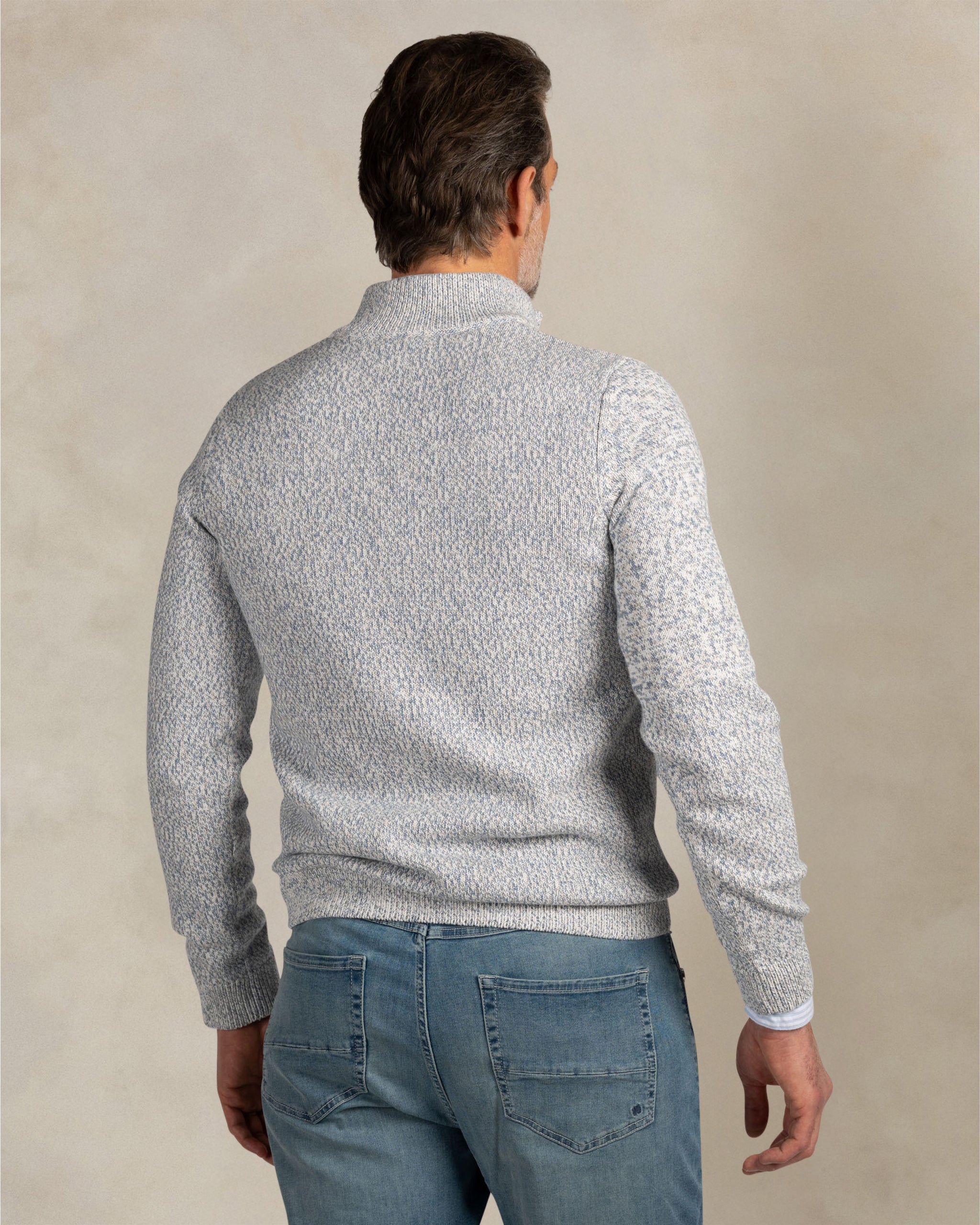 Licht Blauwe katoenen quarter zip trui Licht Blauwe katoenen quarter zip trui