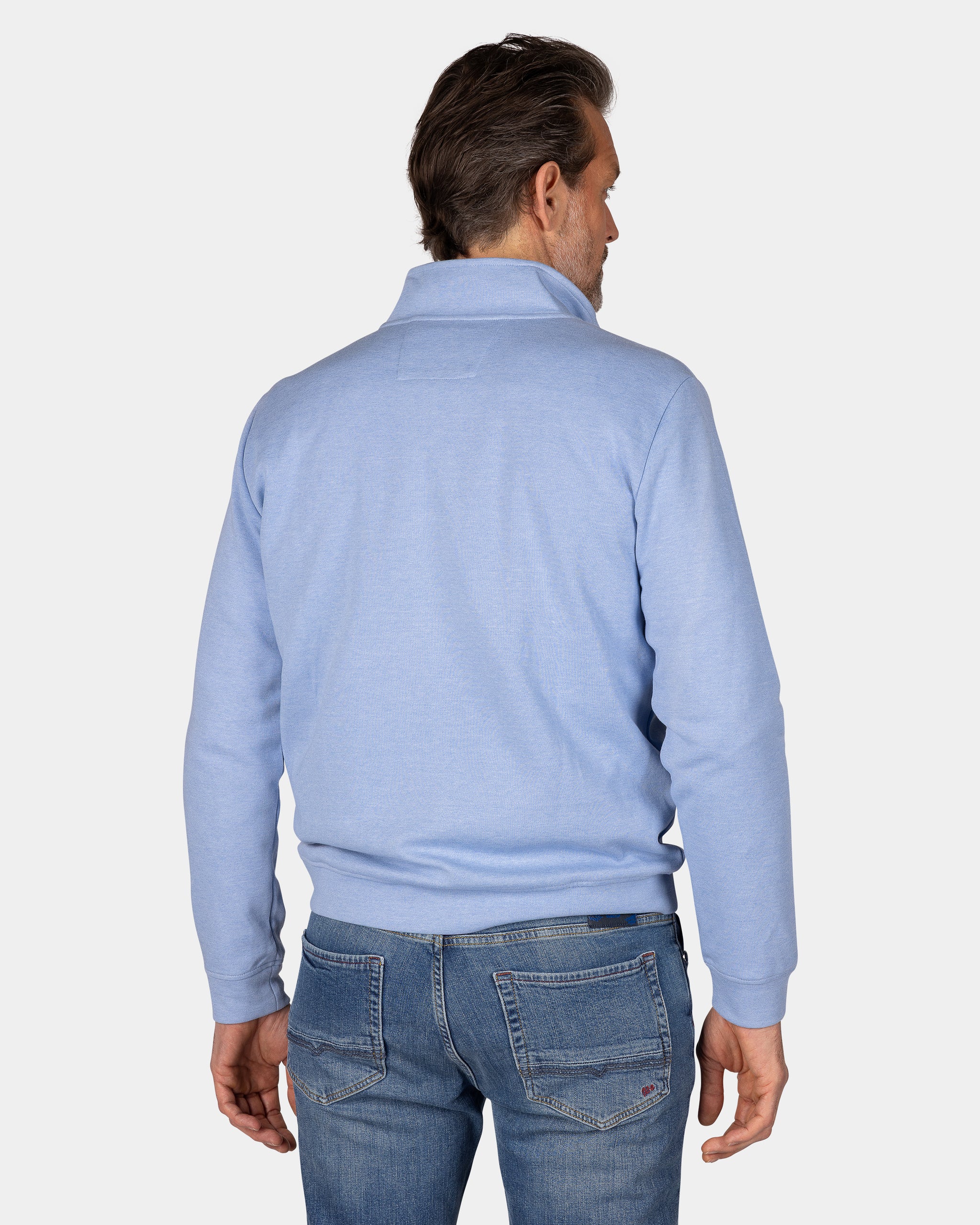 Blauwe trui met halve rits Blauwe trui met halve rits