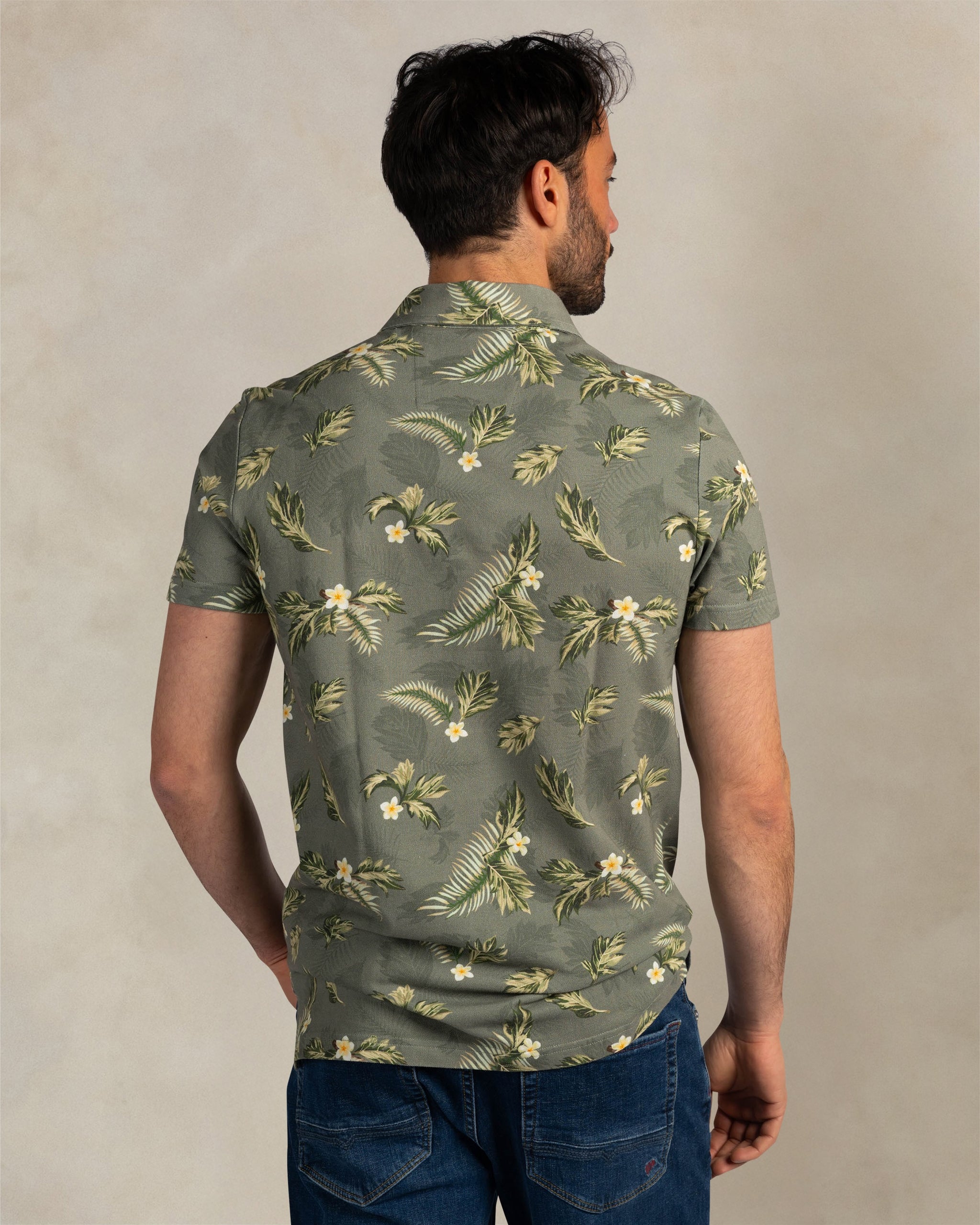 Groene katoenen polo met print Groene katoenen polo met print