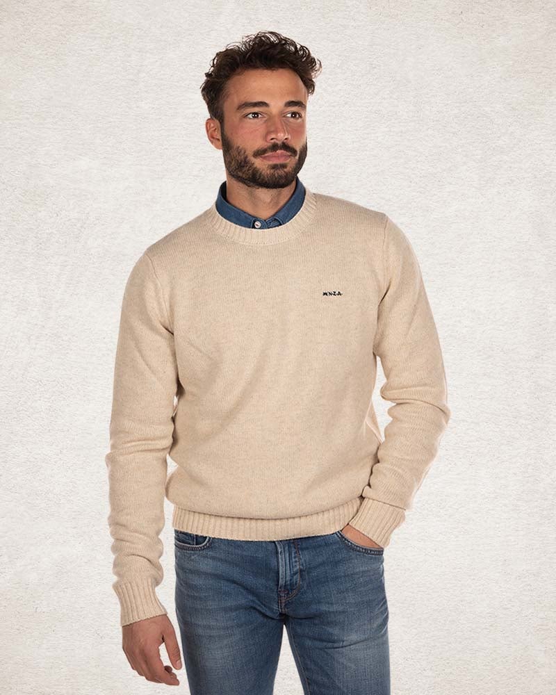Schlichter Pullover mit Rundhalsausschnitt aus Wolle - Milky Ecru