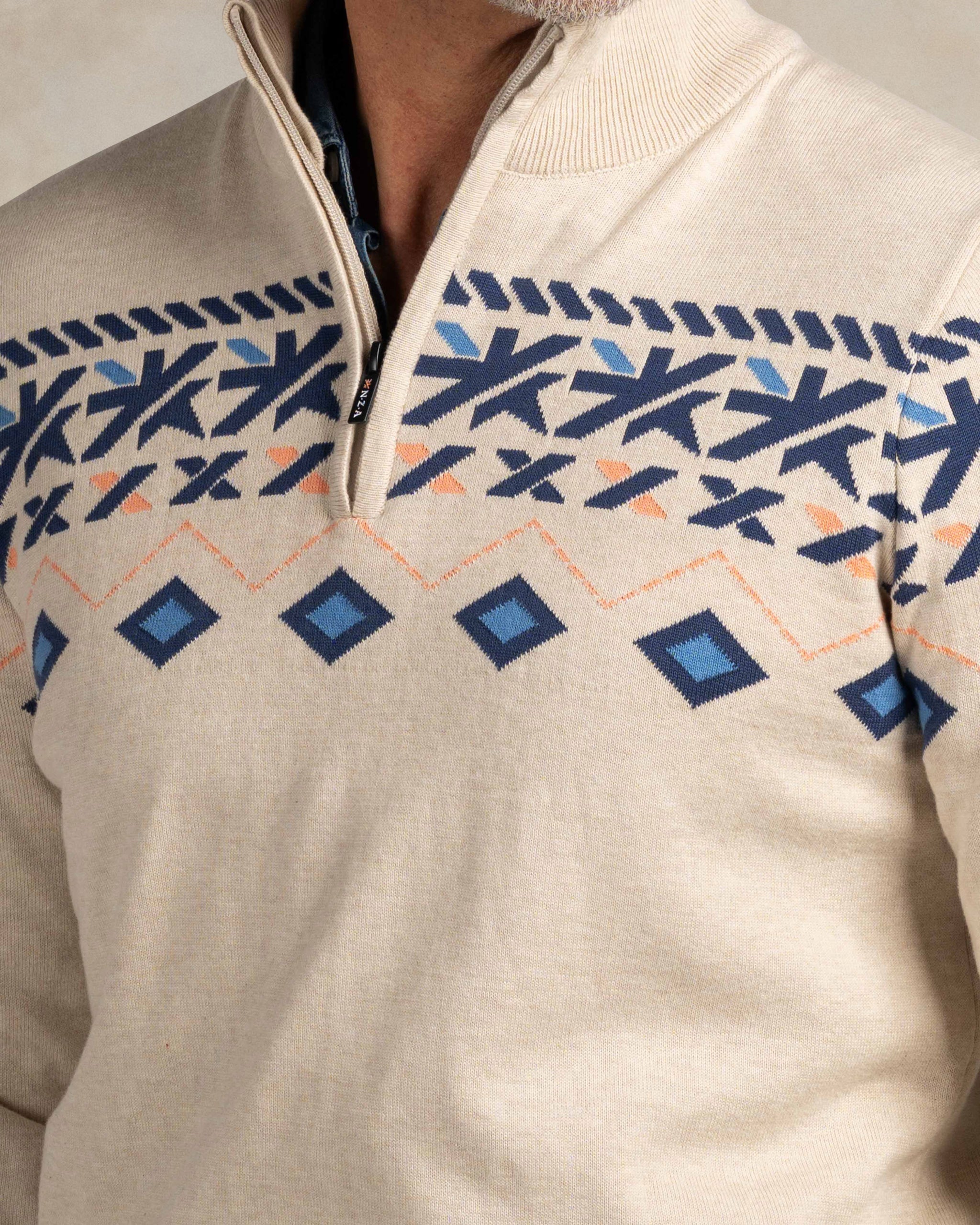 Ecru katoenen half zip trui Ecru katoenen half zip trui