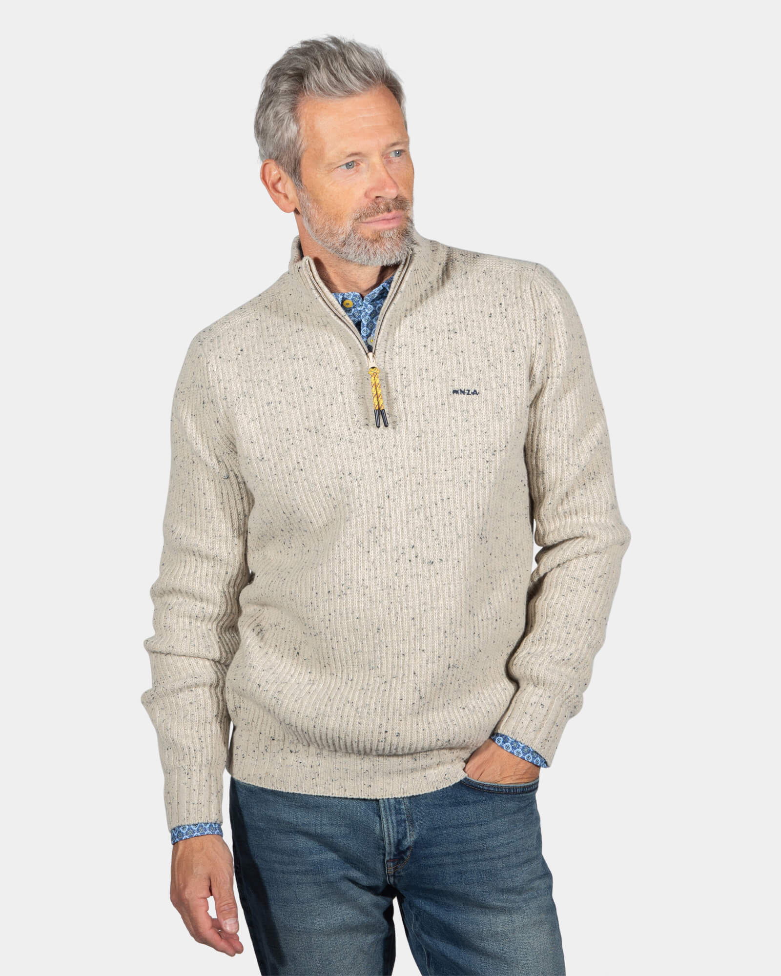 Effen trui met halve rits Dry - Sea Silt Sand Effen trui met halve rits Dry - Sea Silt Sand
