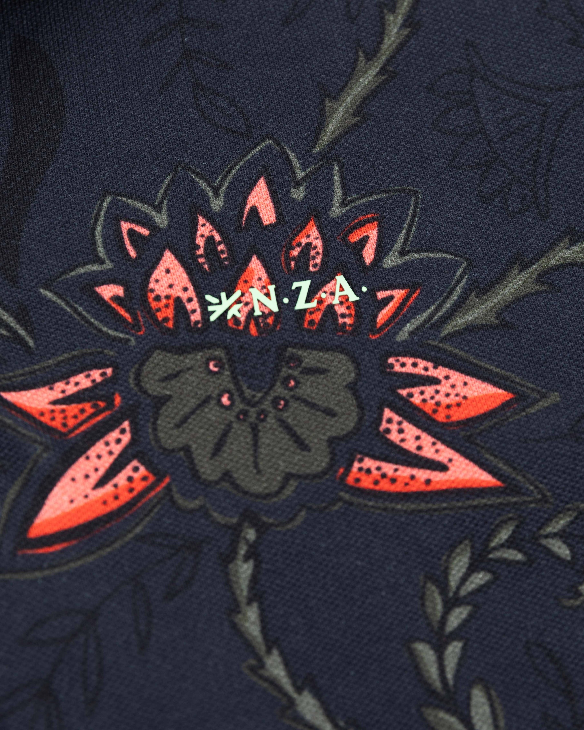 Navy polo with flower print - Traditional Navy Navy polo with flower print - Traditional Navy