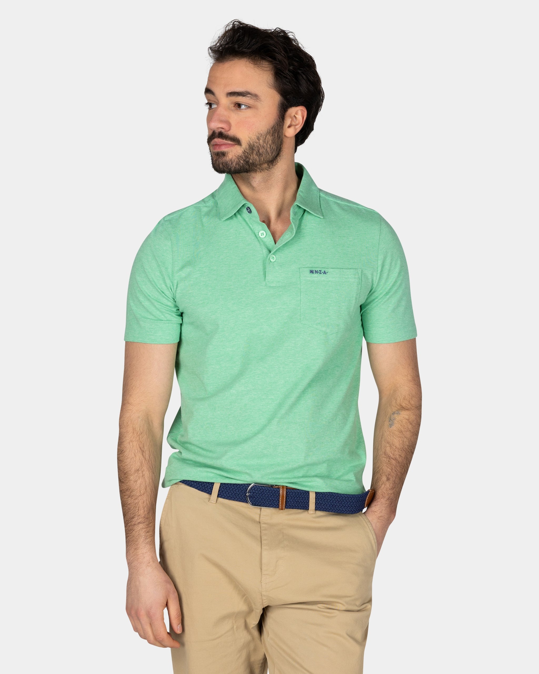 Polo en coton vert vif avec stretch Polo en coton vert vif avec stretch