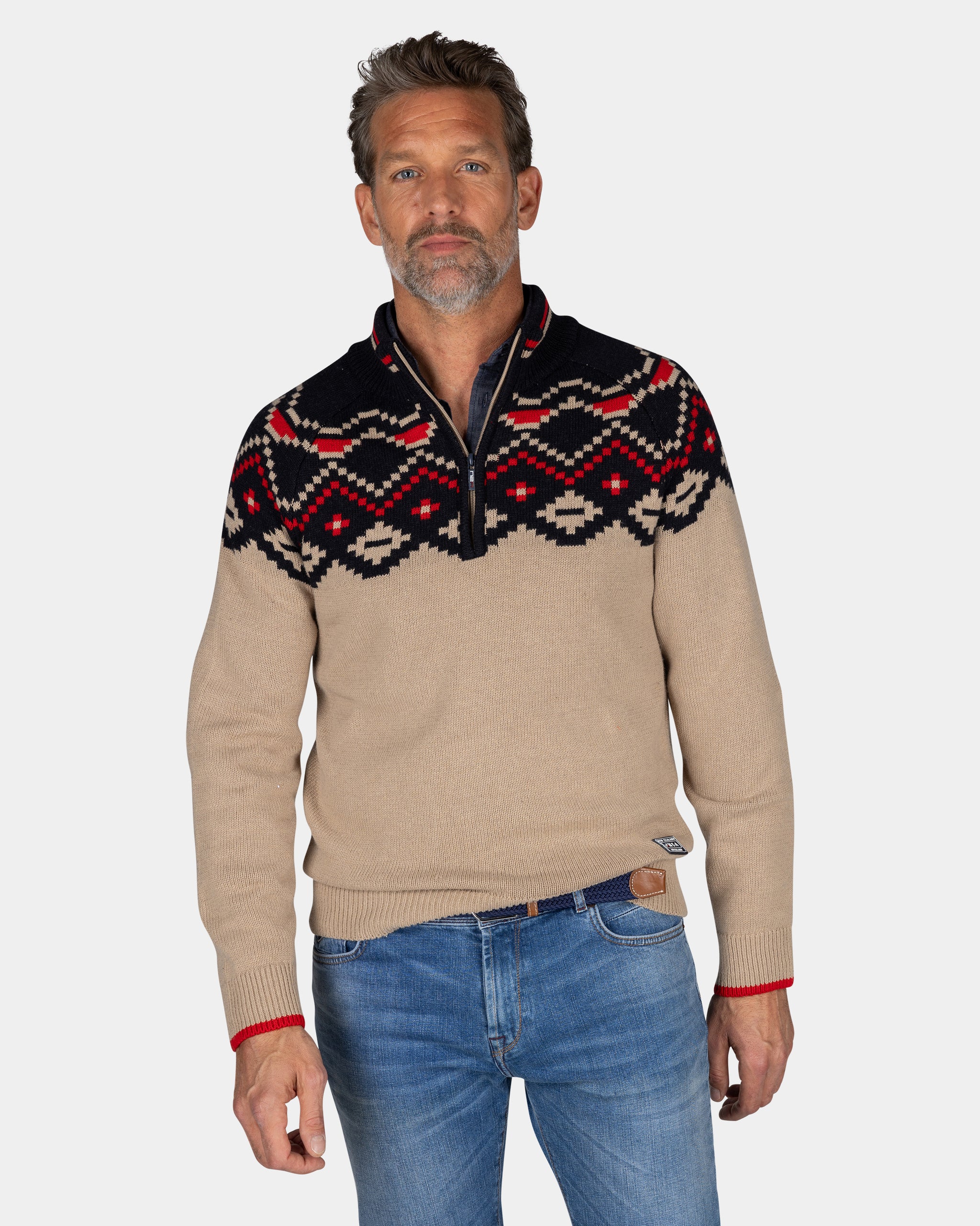 Beige sweater with black print - Winter Navy Beige sweater with black print - Winter Navy