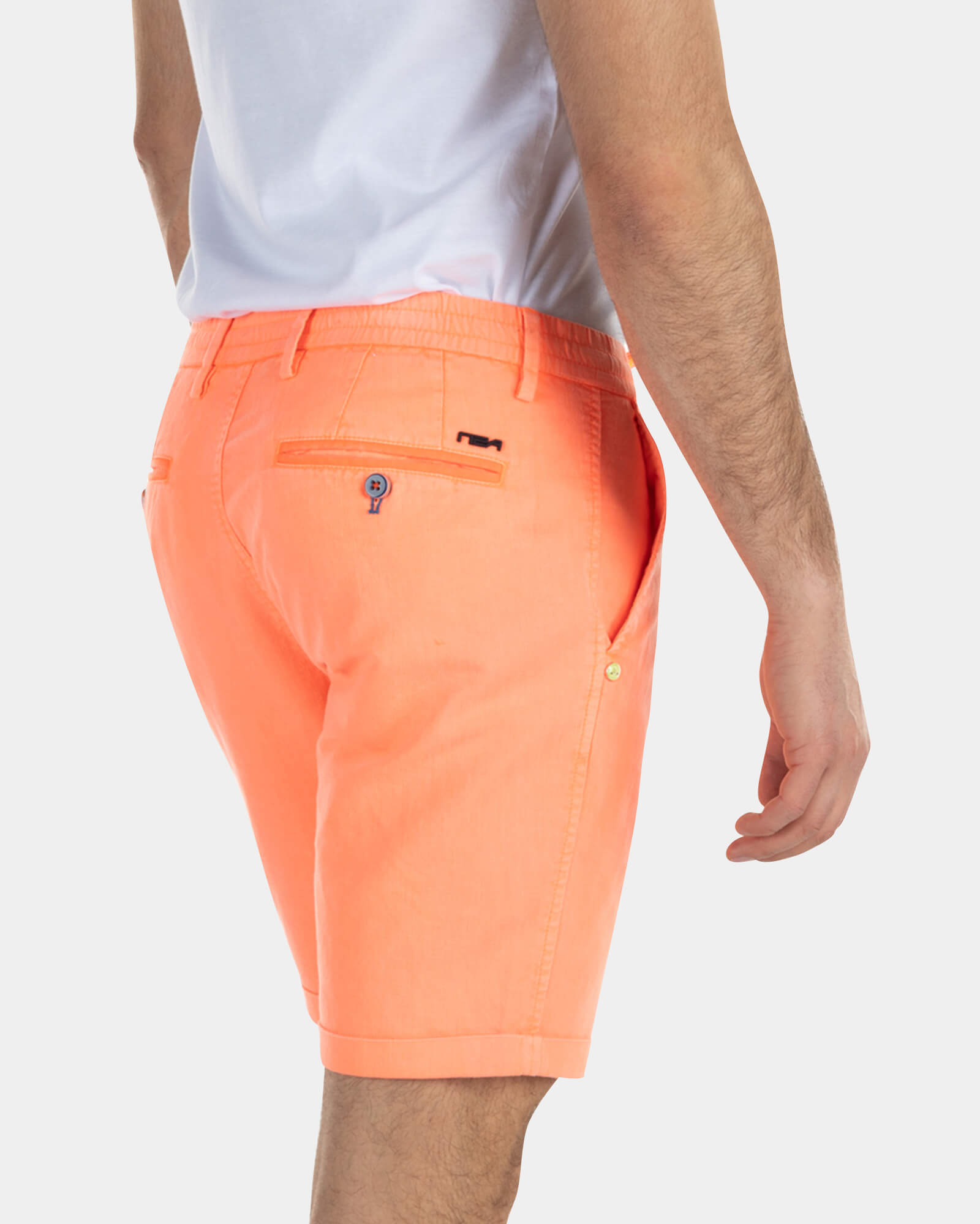 Korte chino van linnen met stretch - High Summer Orange Korte chino van linnen met stretch - High Summer Orange
