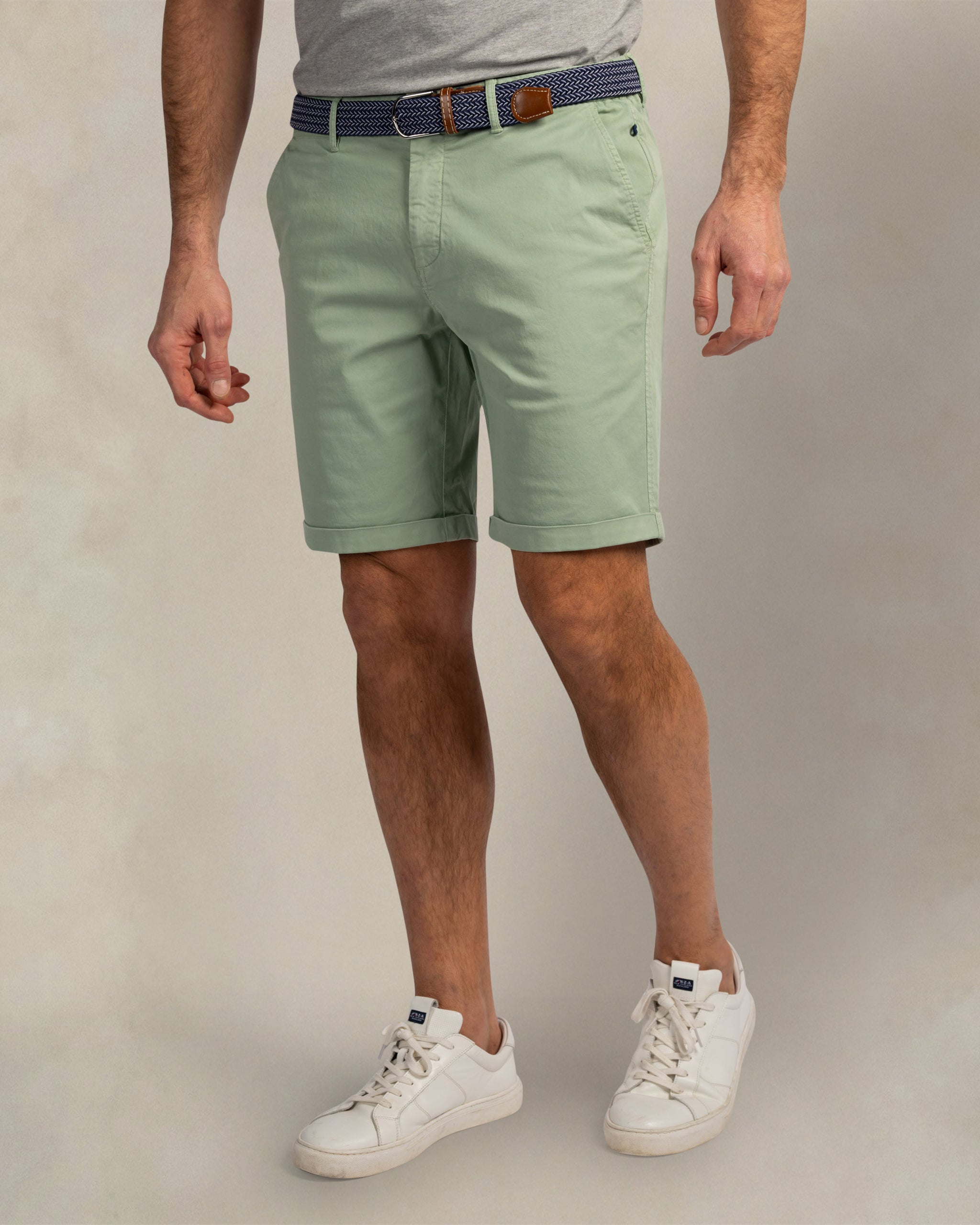 Chino de algodón elástico verde claro Chino de algodón elástico verde claro