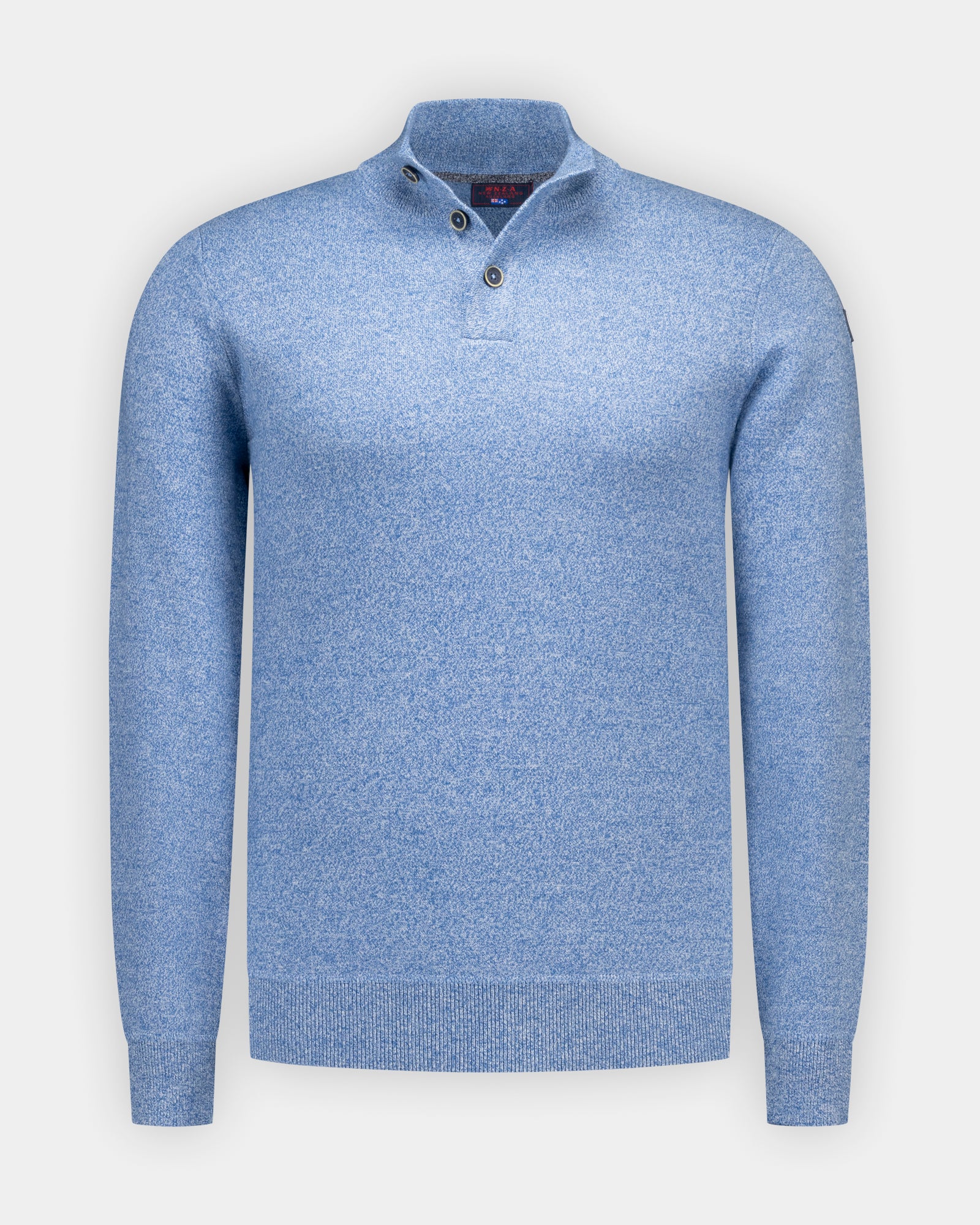 Blauwe katoenen quarter zip trui Blauwe katoenen quarter zip trui