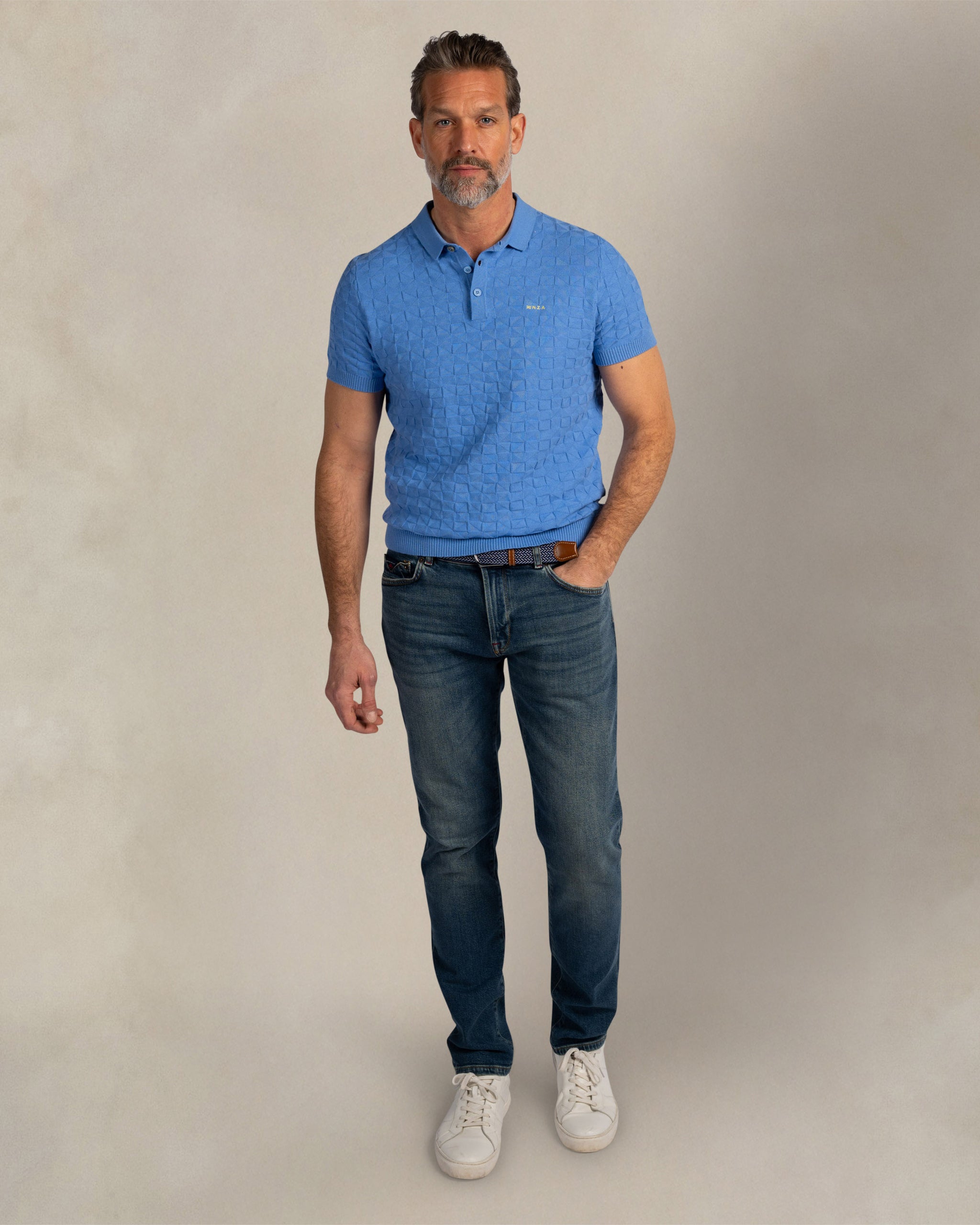 Blauwe structuur polo Blauwe structuur polo