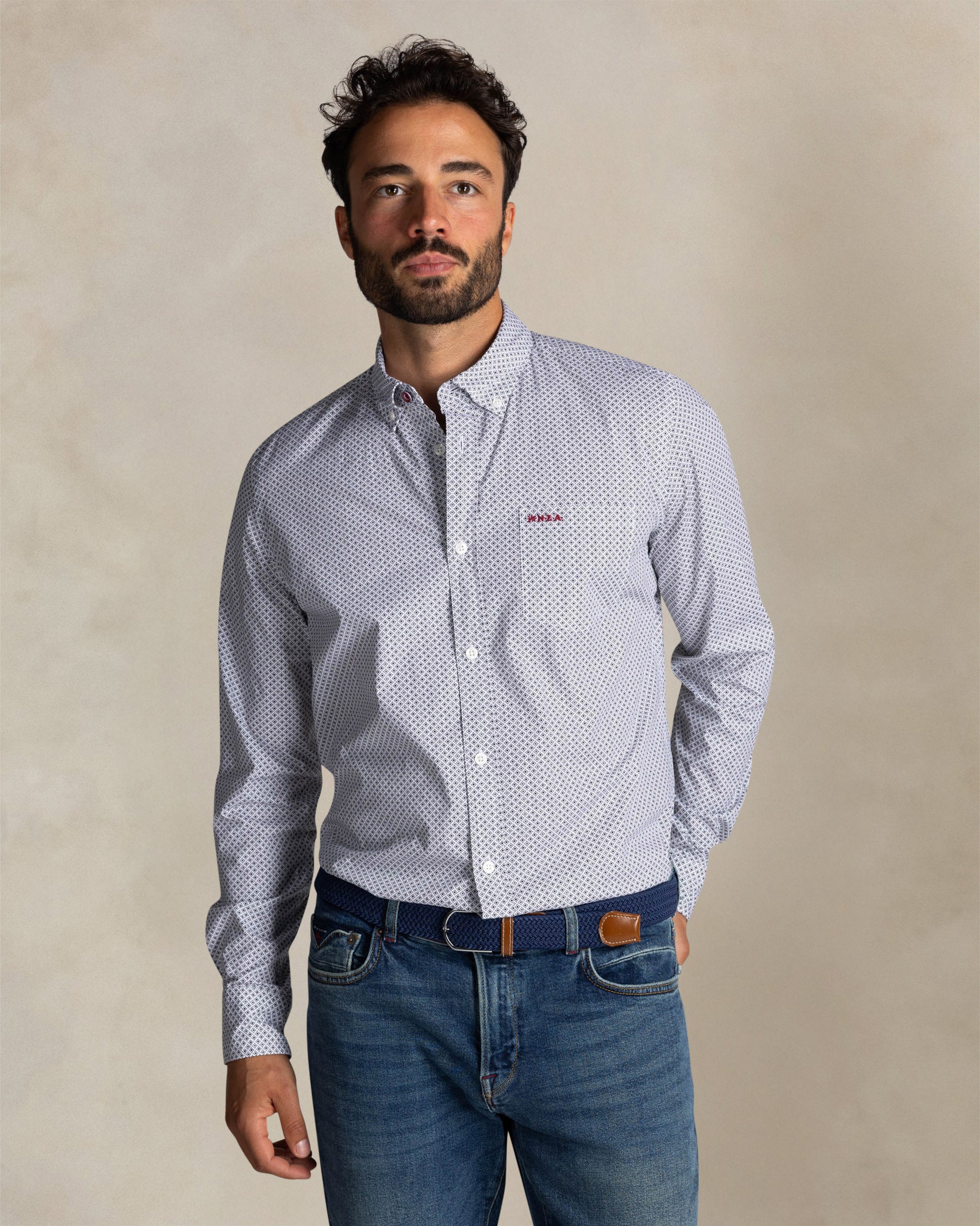 Groene katoenen stretch overhemd Groene katoenen stretch overhemd