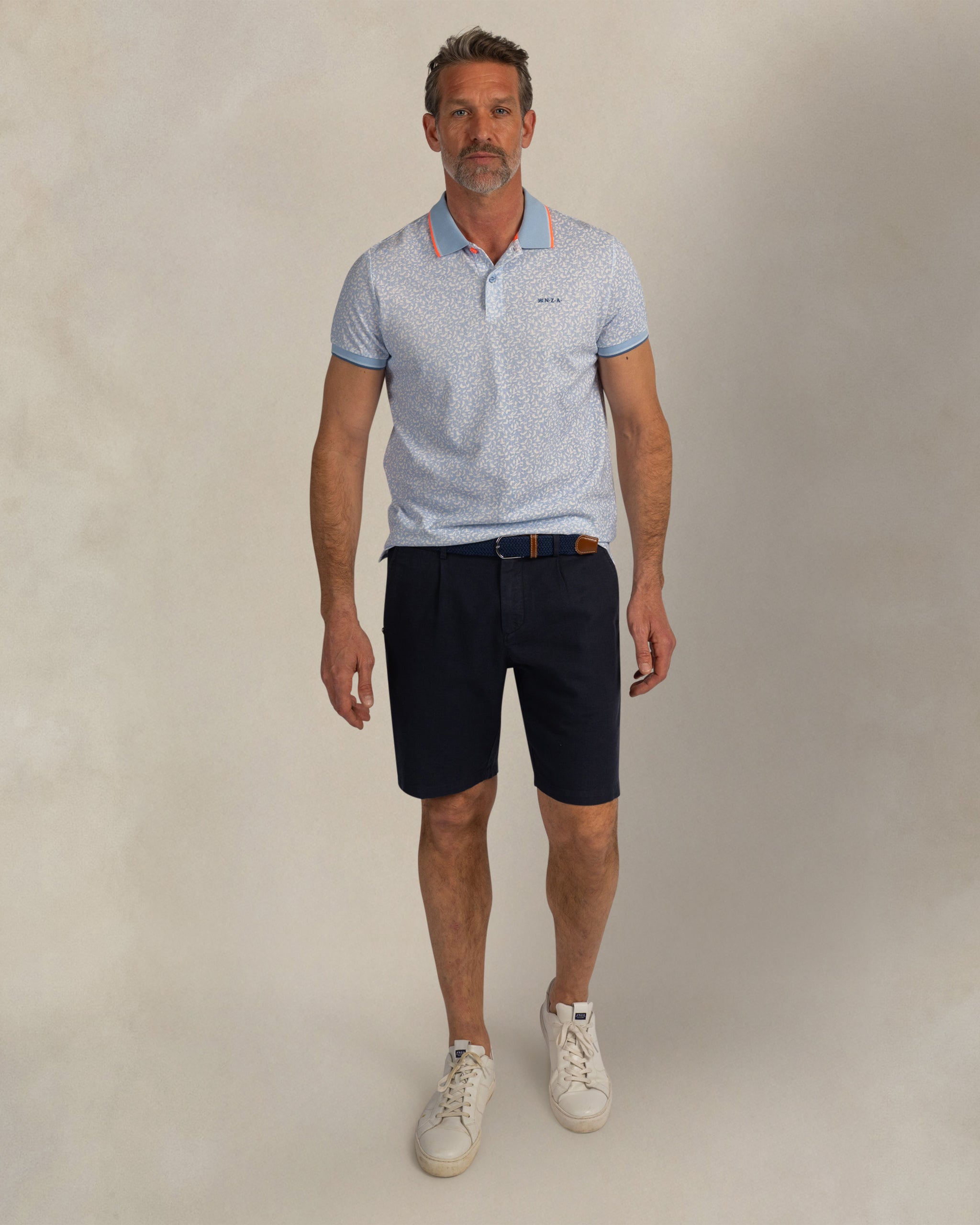 Polo imprimé en 100% coton bleu clair Polo imprimé en 100% coton bleu clair