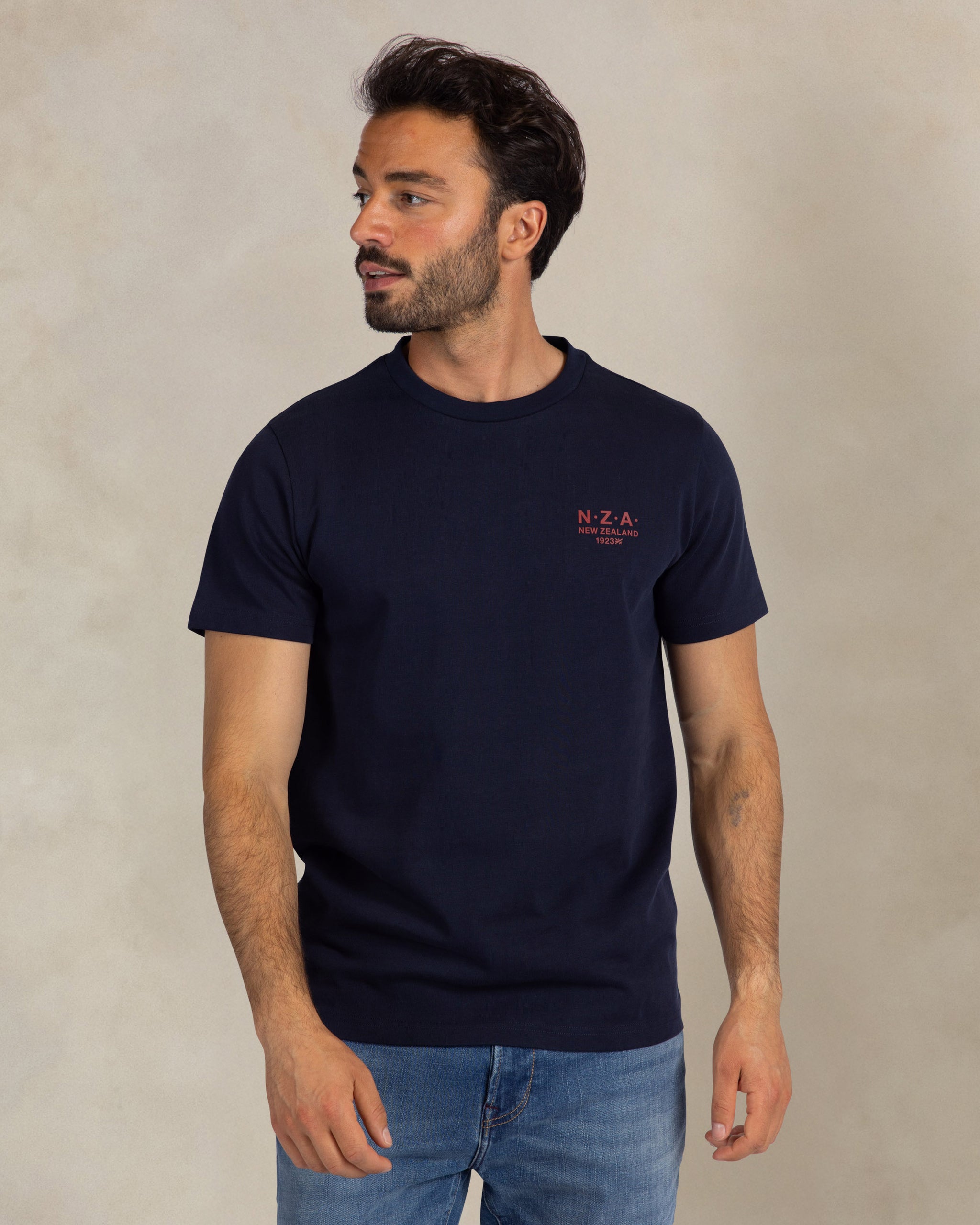 Donkerblauw 100% katoenen t-shirt Donkerblauw 100% katoenen t-shirt