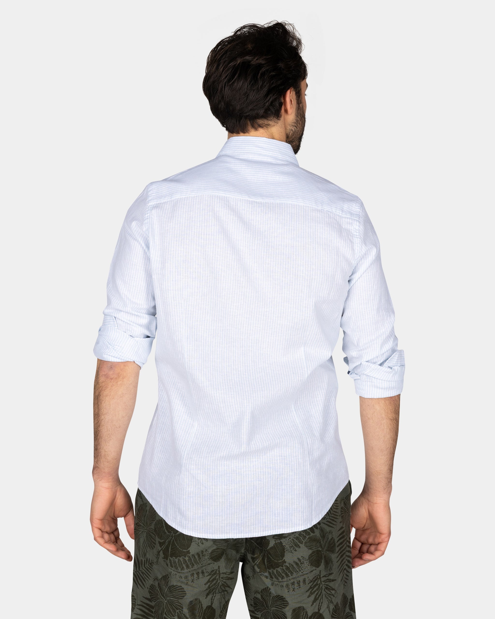 Pastel Blue Linen Shirt with Elastane Pastel Blue Linen Shirt with Elastane