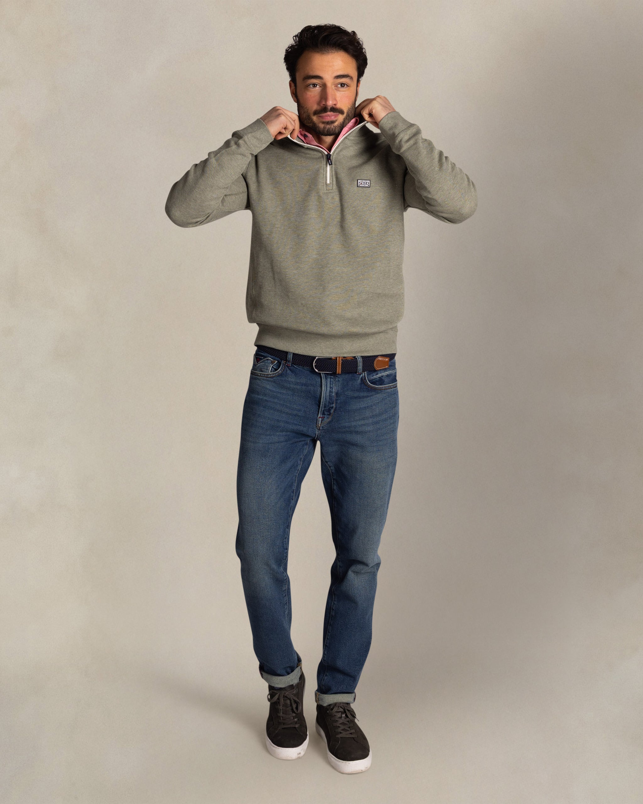 Groene katoenen half zip sweater Groene katoenen half zip sweater