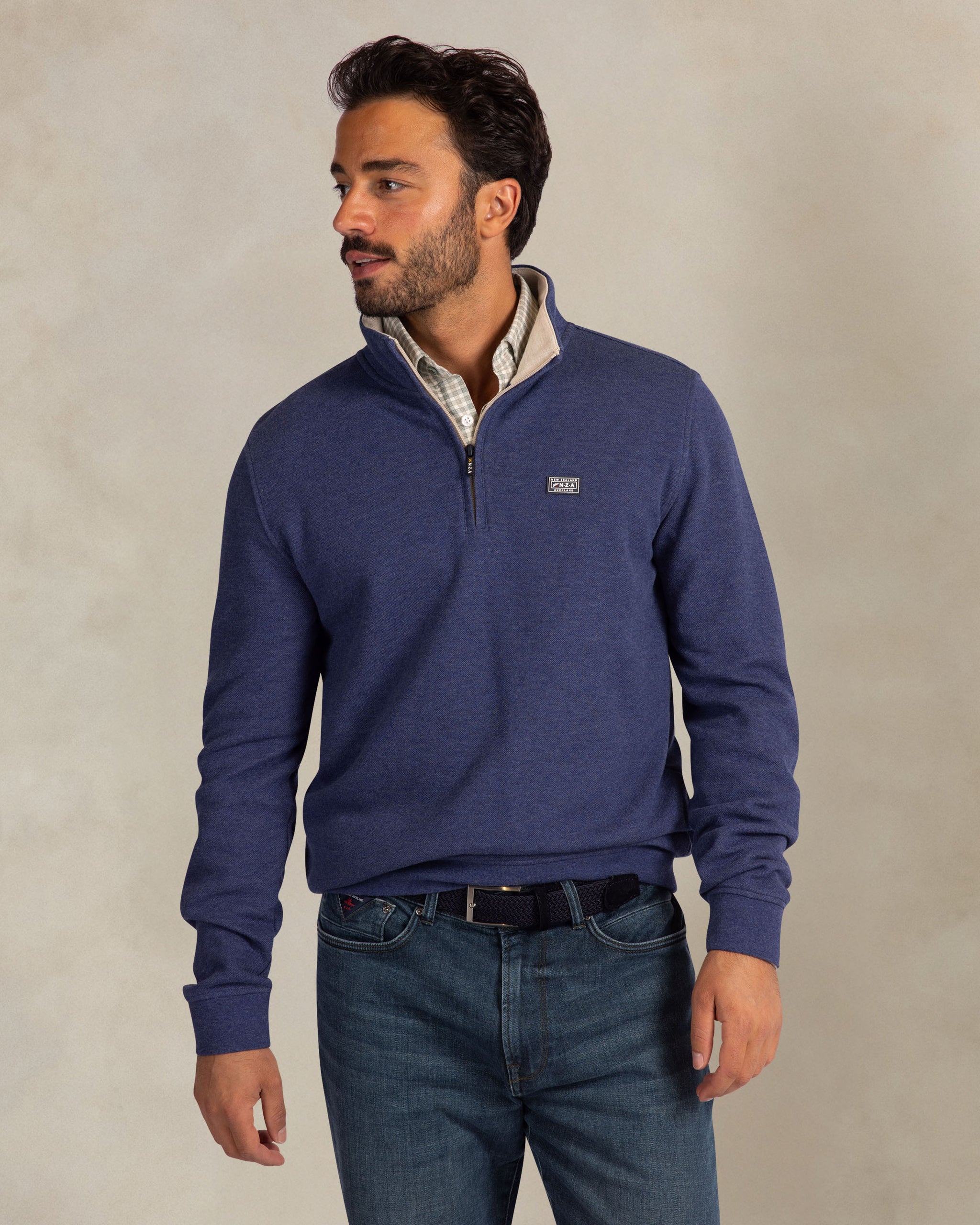 Pull zippé quart de tour bleu foncé Pull zippé quart de tour bleu foncé