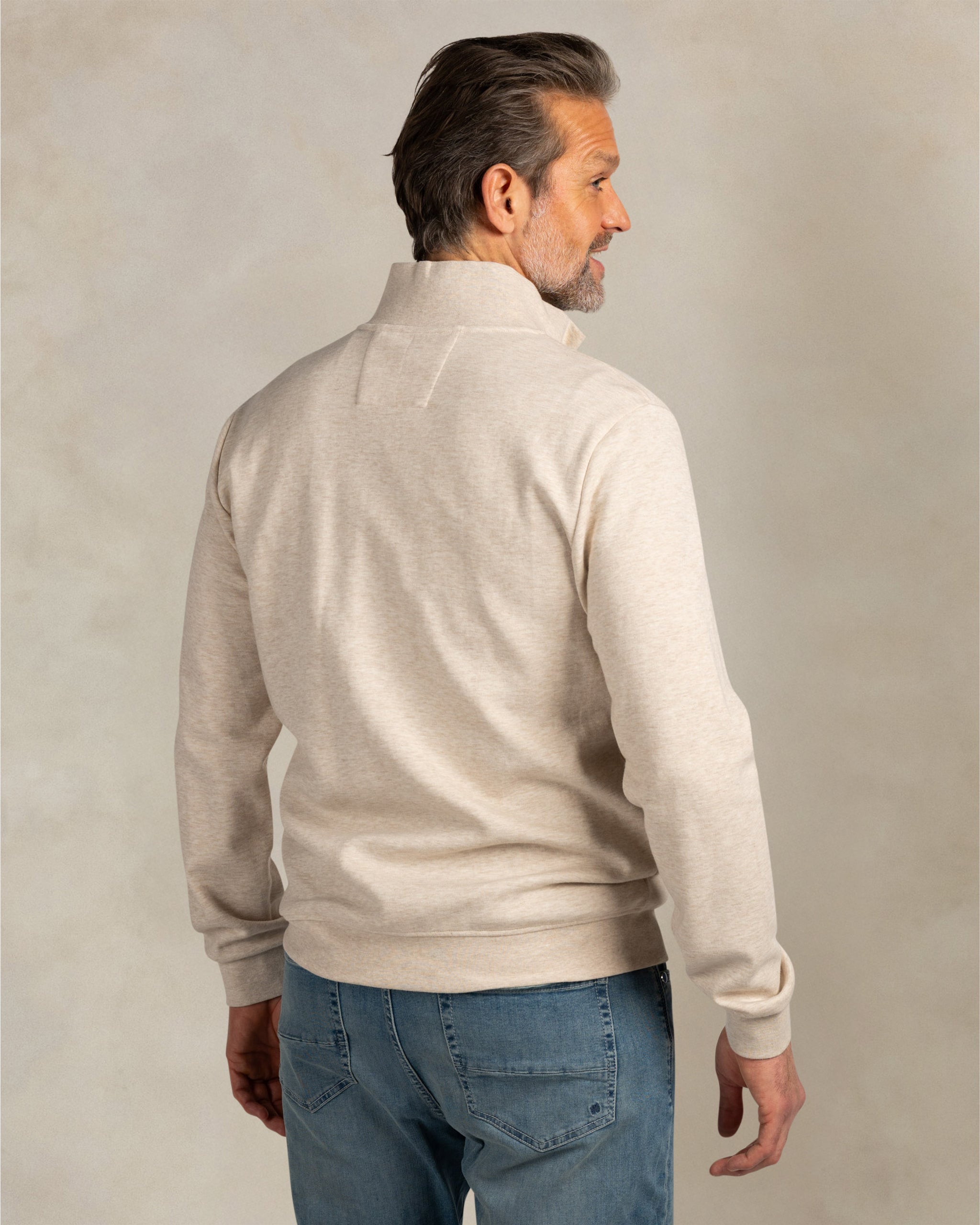 Ecru katoenen sweat vest Ecru katoenen sweat vest