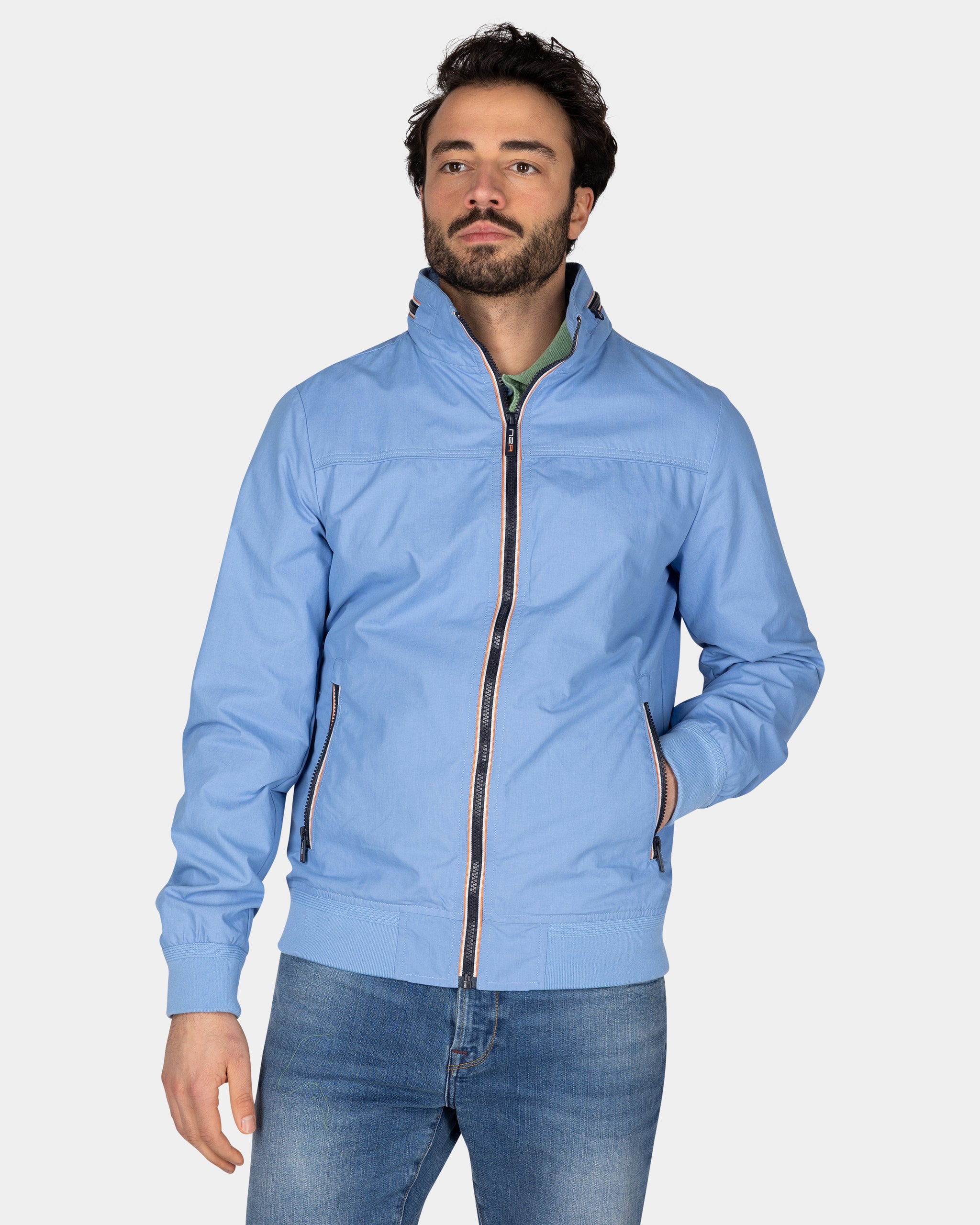 Blauwe katoenen bomber Blauwe katoenen bomber