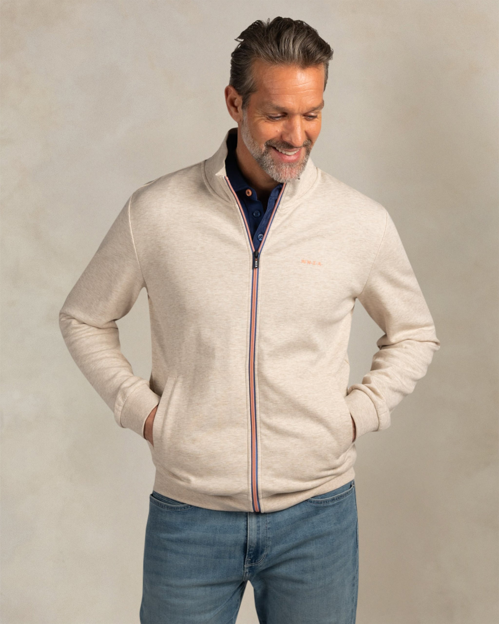 Ecru katoenen sweat vest Ecru katoenen sweat vest