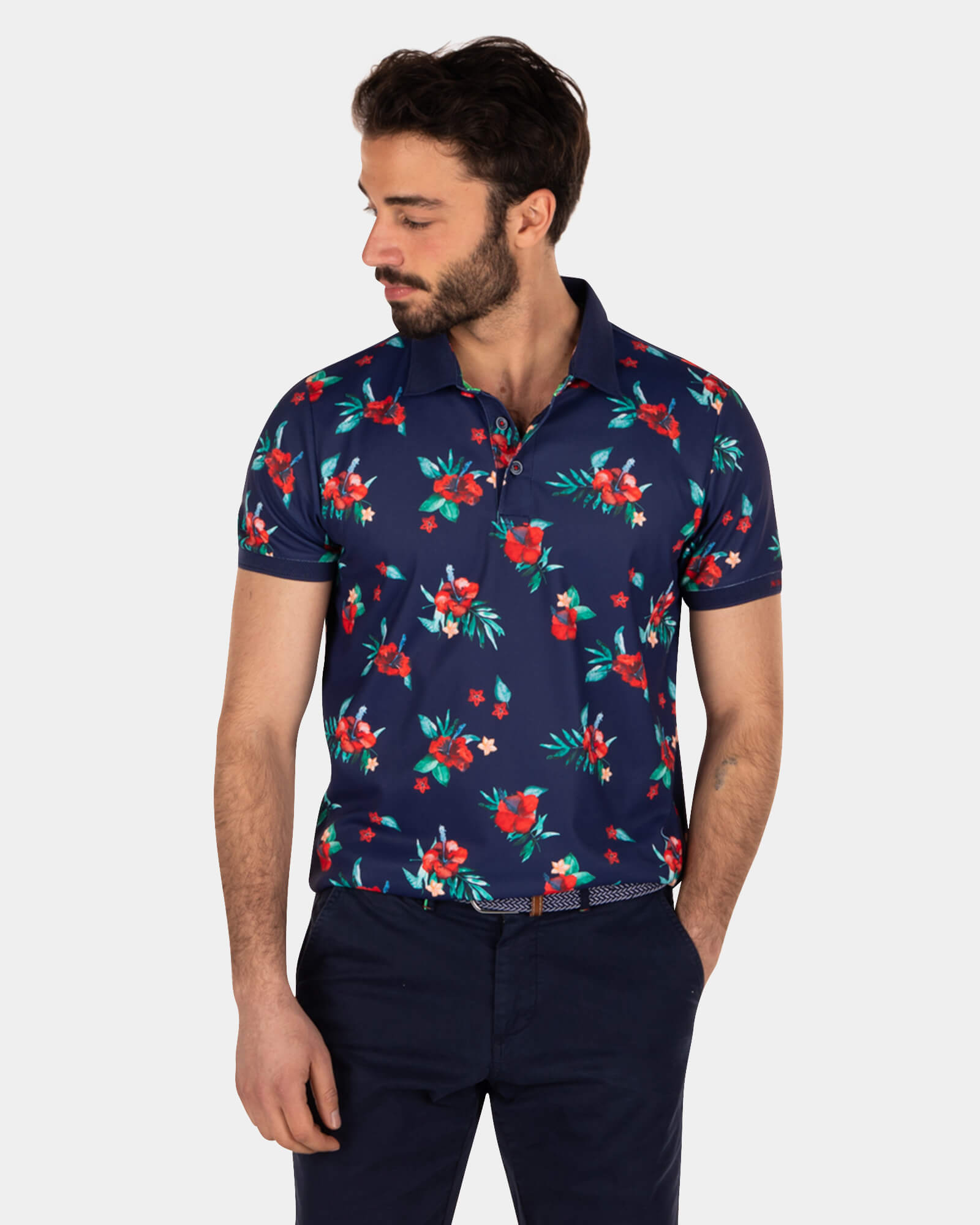 Polo marino estampado flores - Key Navy Polo marino estampado flores - Key Navy