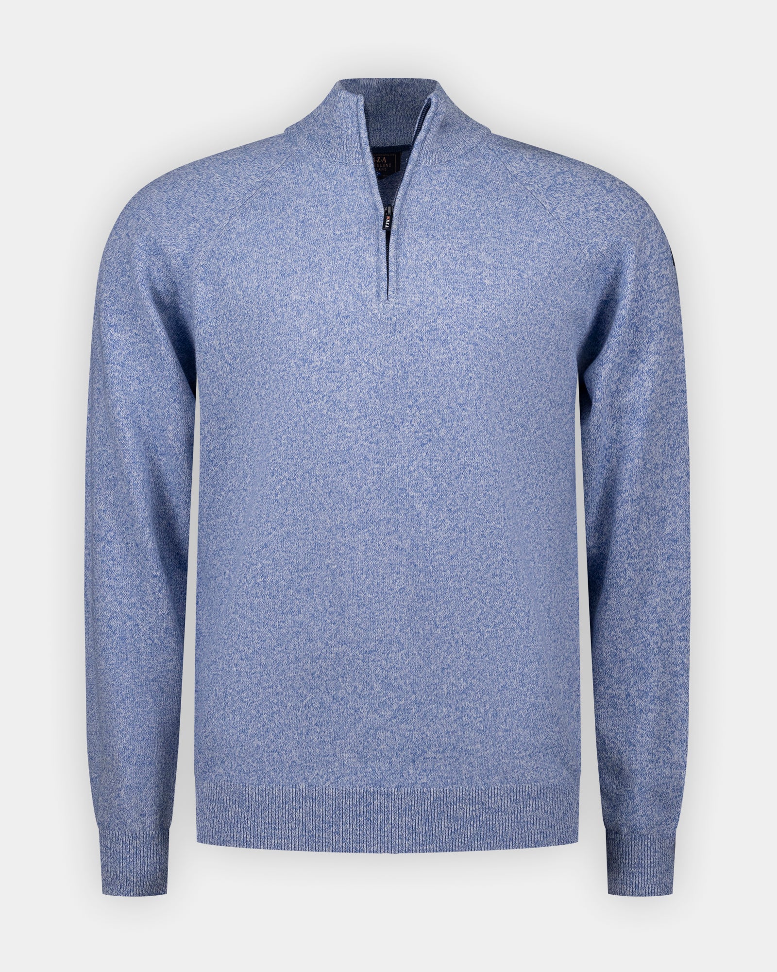 Blauwe katoenen quarter zip trui Blauwe katoenen quarter zip trui